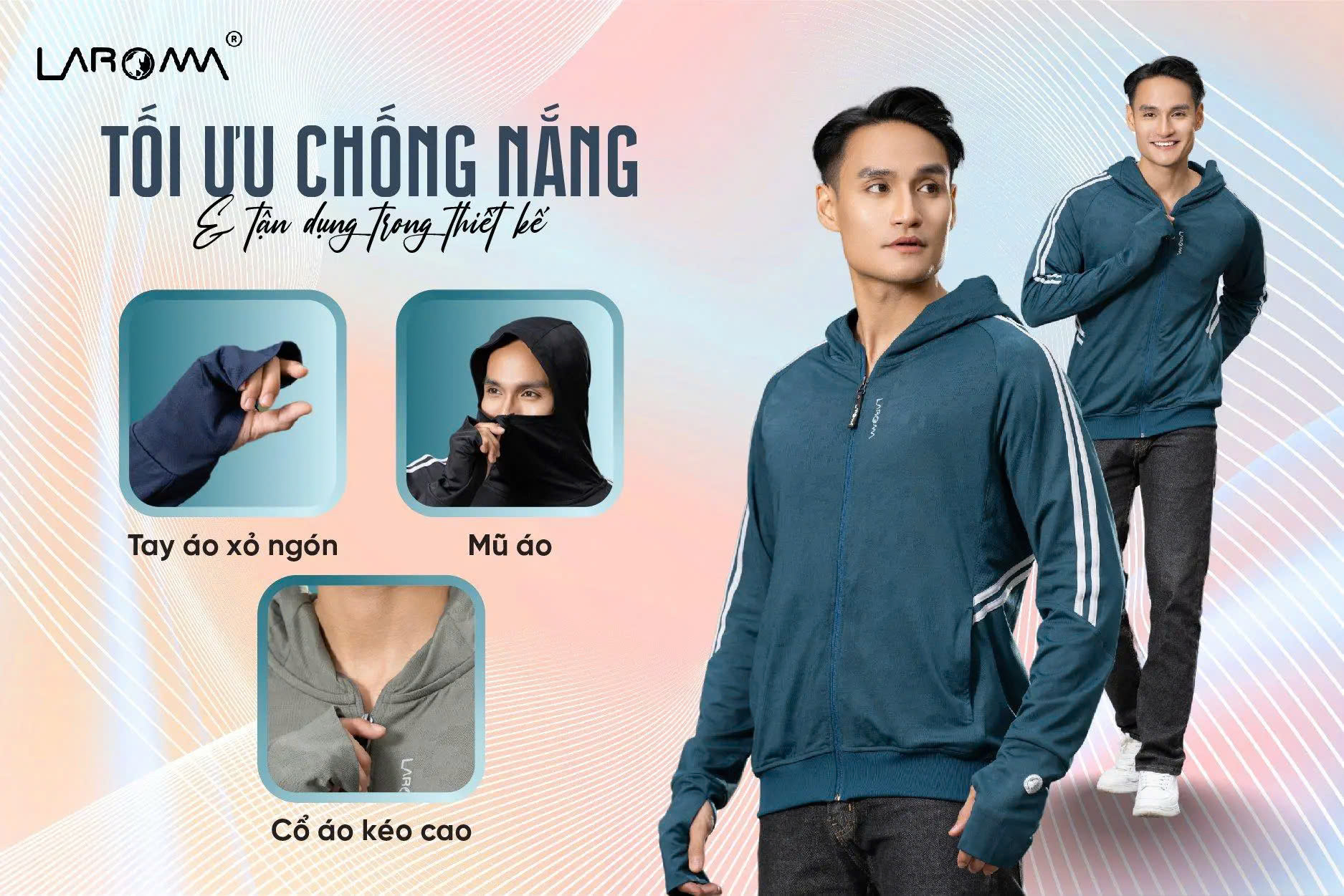 Mô tả Áo Chống Nắng Nam 2 Lớp Dệt Laroma| UPF50+ | Vải Thơm | Làm Mát | Thời Trang | Đa Dụng - 6