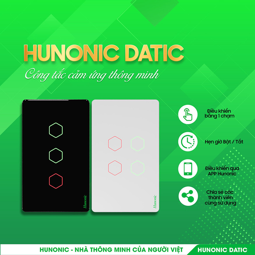 Kích thước công tắc Hunonic Datic 2in1
