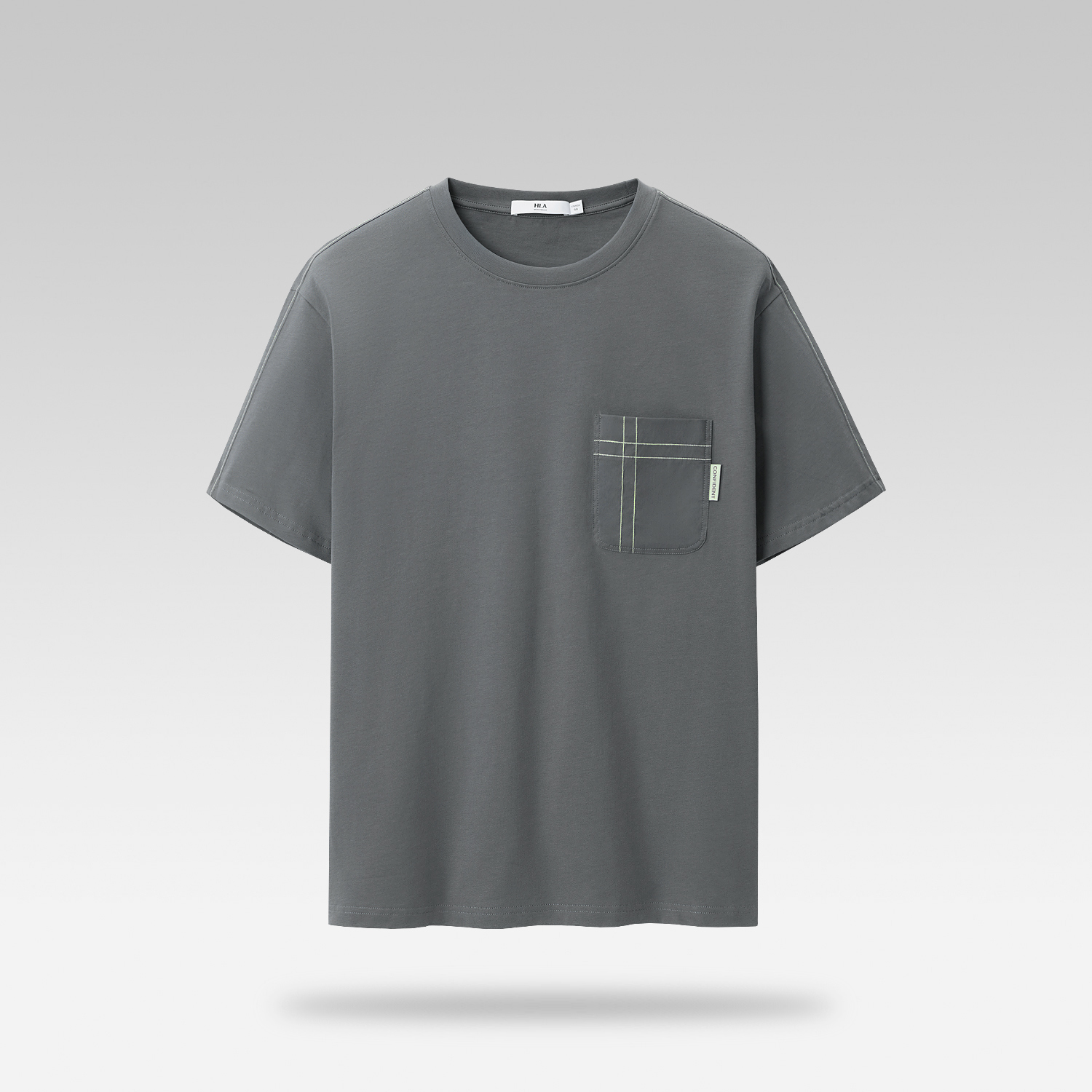 Mô tả Áo thun nam HLA tay ngắn phối túi kẻ, chất liệu 100% cotton thấm hút mồ hôi màu trắng/xám/đen - 3