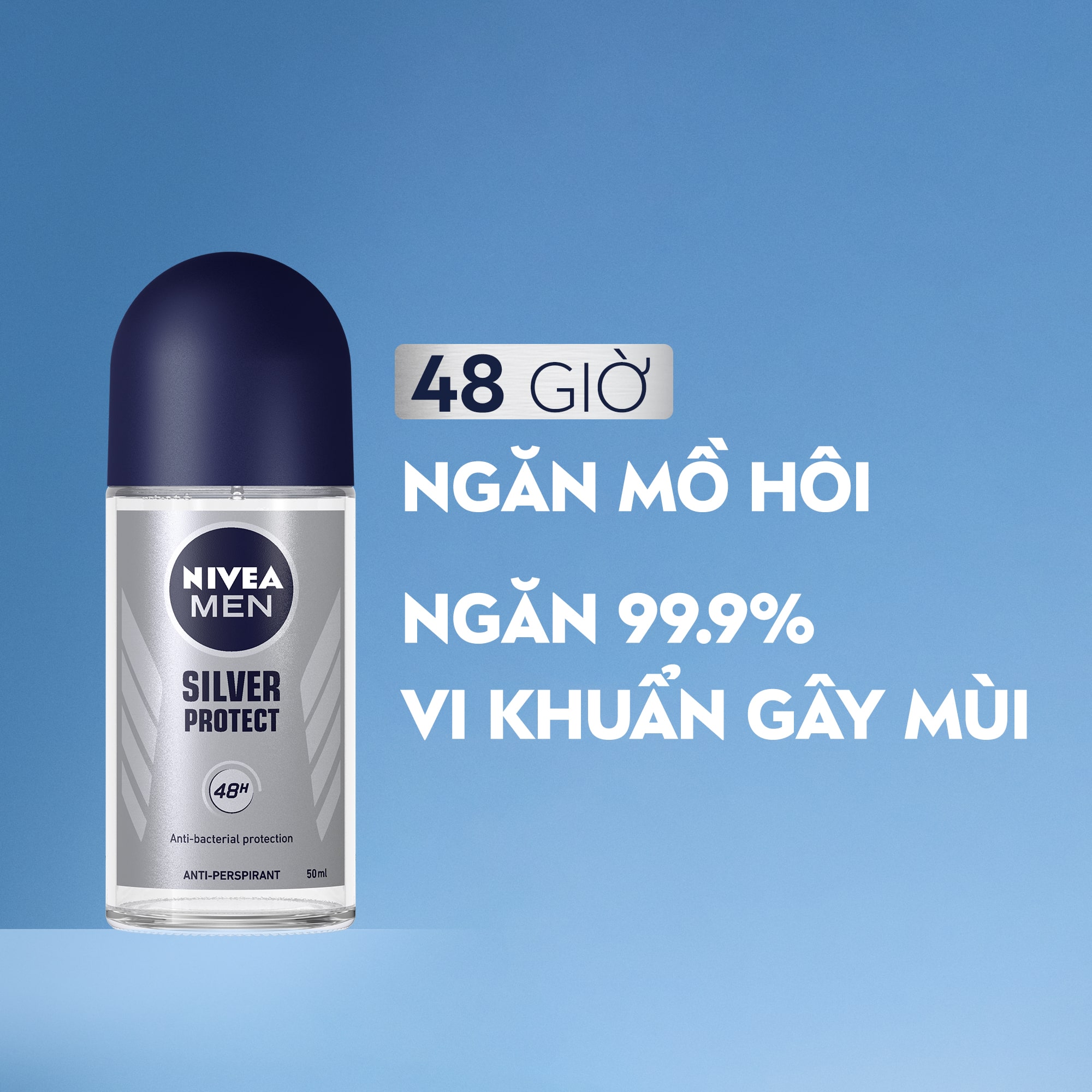 Mô tả Lăn Ngăn Mùi NIVEA MEN Silver Protect Phân Tử Bạc Ngăn Khuẩn Gây Mùi Vượt Trội (50 ml) - 83778 - 1
