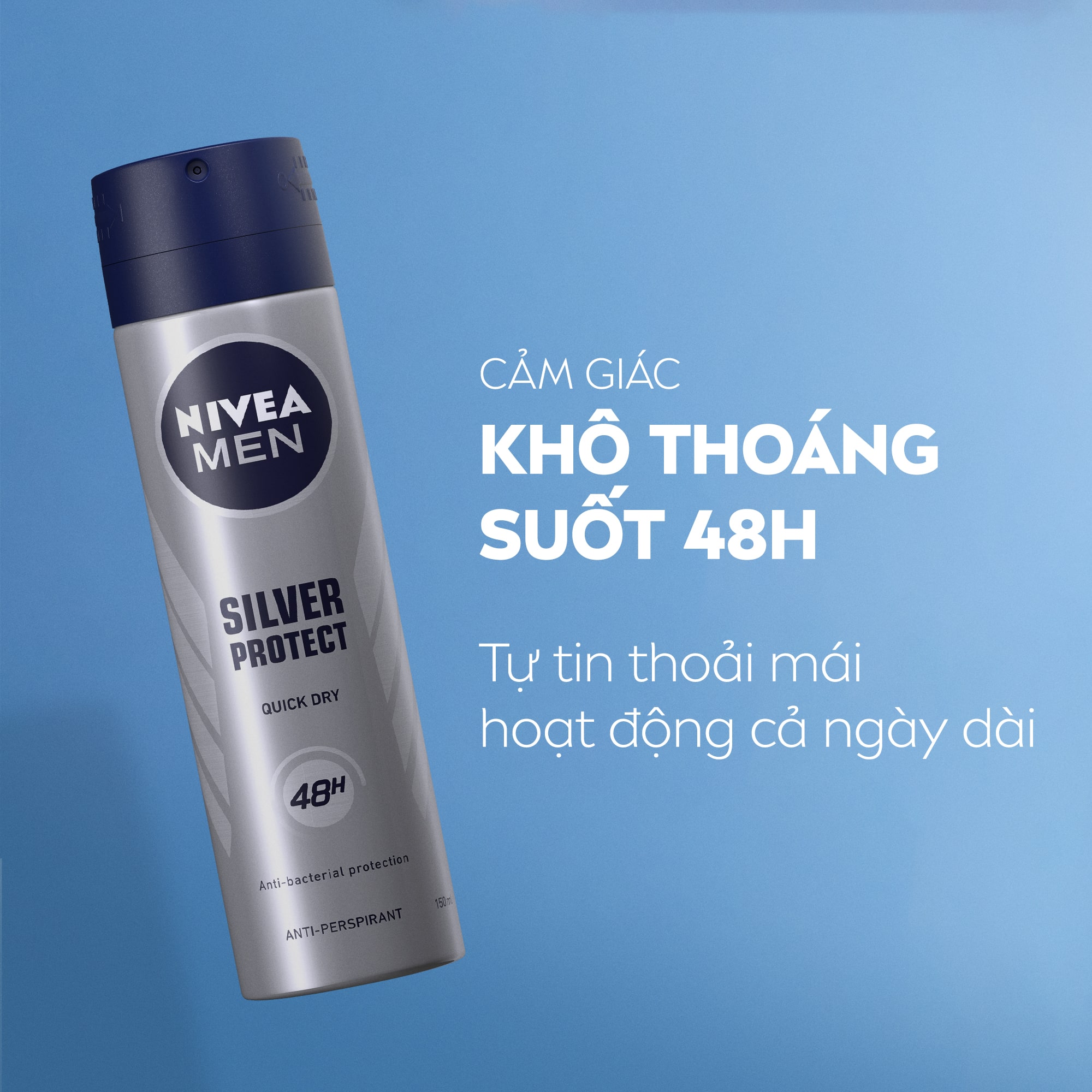 Mô tả Xịt Ngăn Mùi NIVEA MEN Silver Protect Phân Tử Bạc Ngăn Khuẩn Gây Mùi Vượt Trội (150 ml) - 82959 - 2