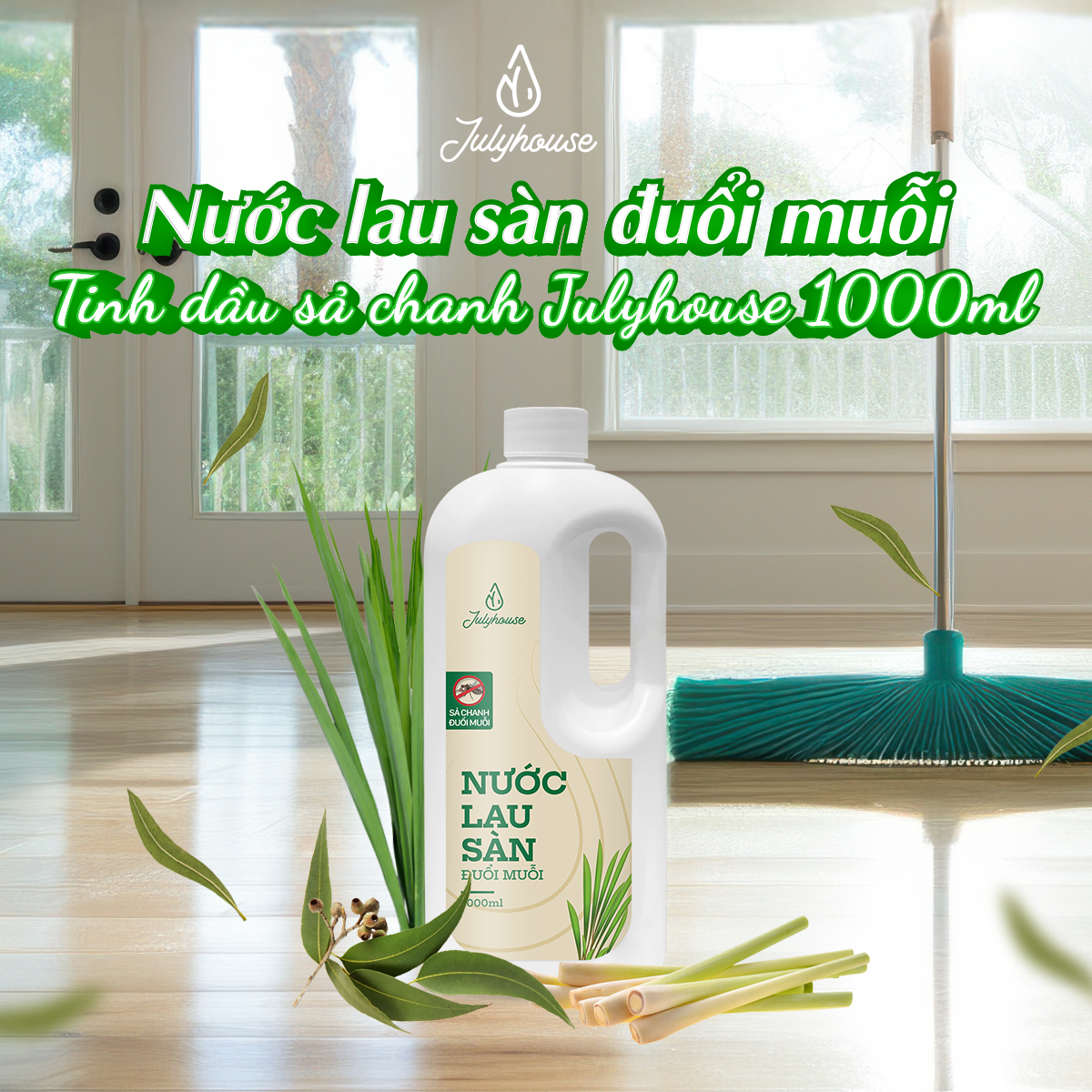 Mô tả Nước lau sàn nhà tinh dầu Sả Chanh thơm thư giãn như spa 1000ml JULYHOUSE - 1