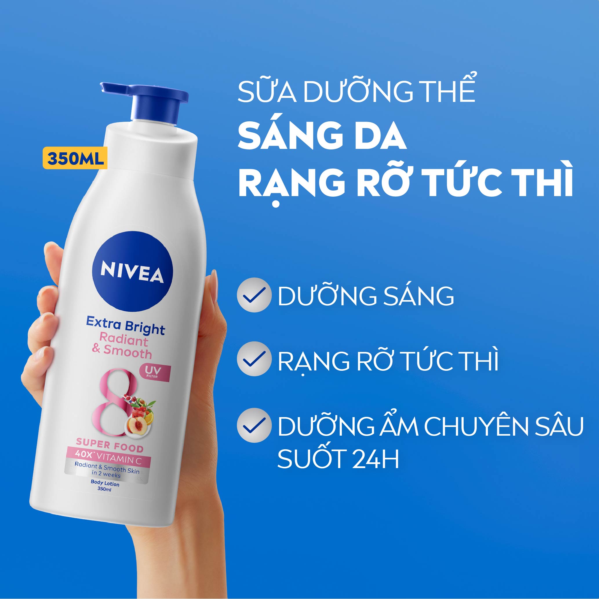 Mô tả Sữa Dưỡng Thể NIVEA Mịn Mượt | Sáng Da Ban Ngày từ 8 Super Foods (350 ml) - 98413 - 1