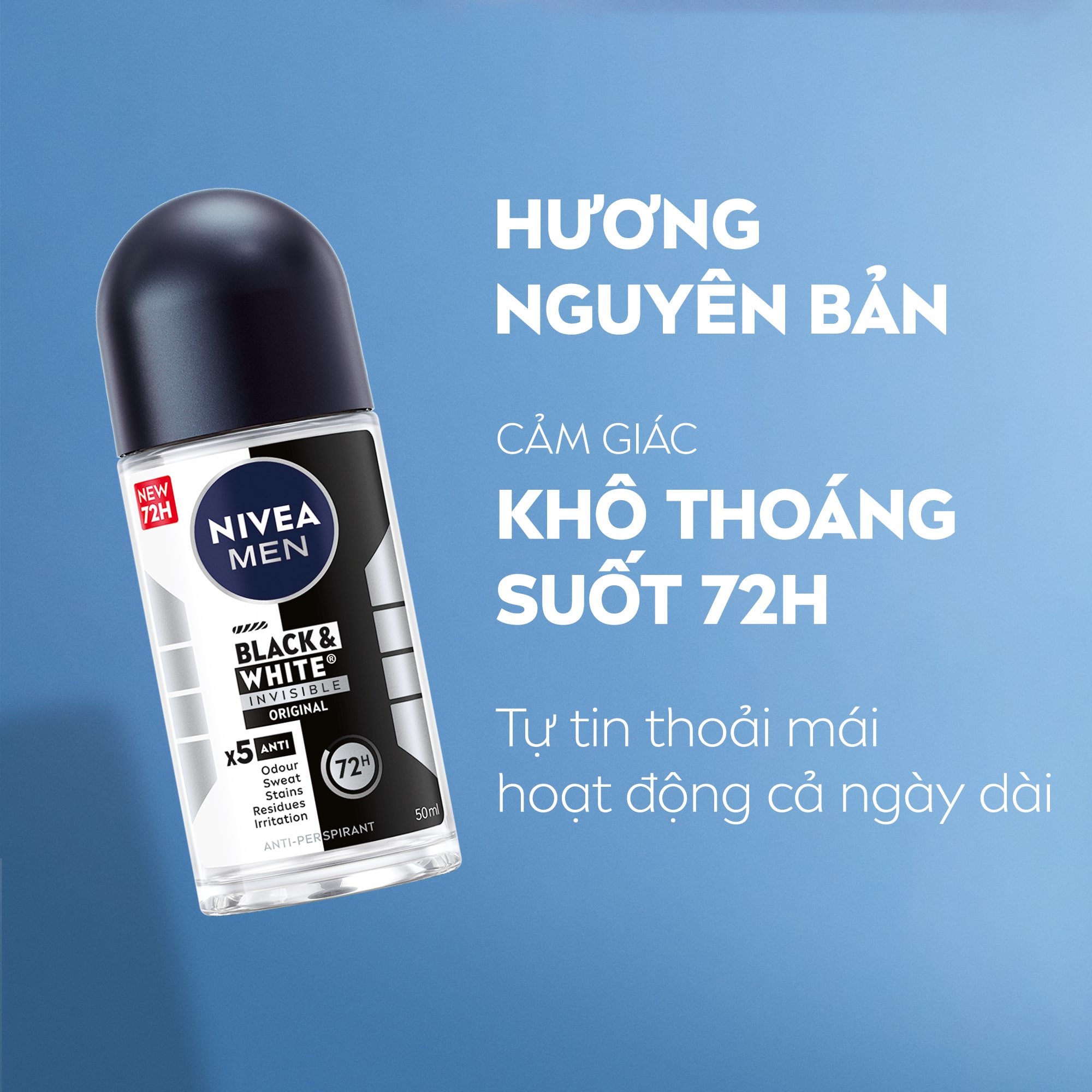 Mô tả Bộ 2 Lăn Ngăn Mùi NIVEA MEN Black & White 5in1 Ngăn Vệt Ố Vàng | Hương Tinh Tế (50 ml) - 82245x2 - 4