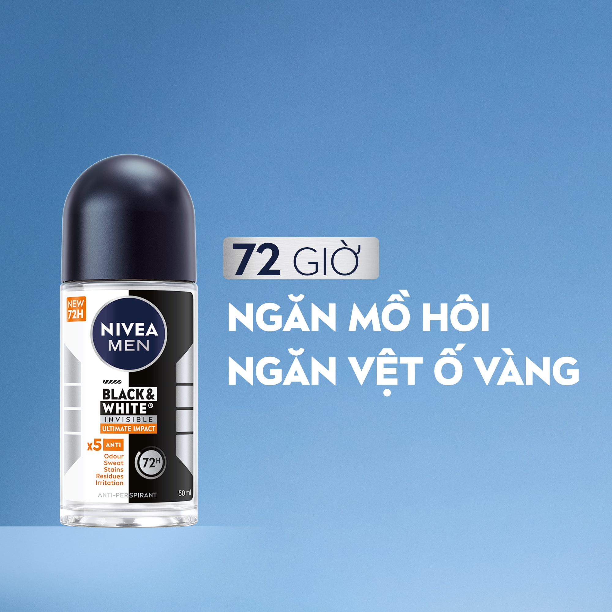 Mô tả Lăn Ngăn Mùi NIVEA MEN Black&White Ngăn Vệt Ố Vàng Vượt Trội | Hương Mạnh Mẽ (50 ml) - 85392 - 1