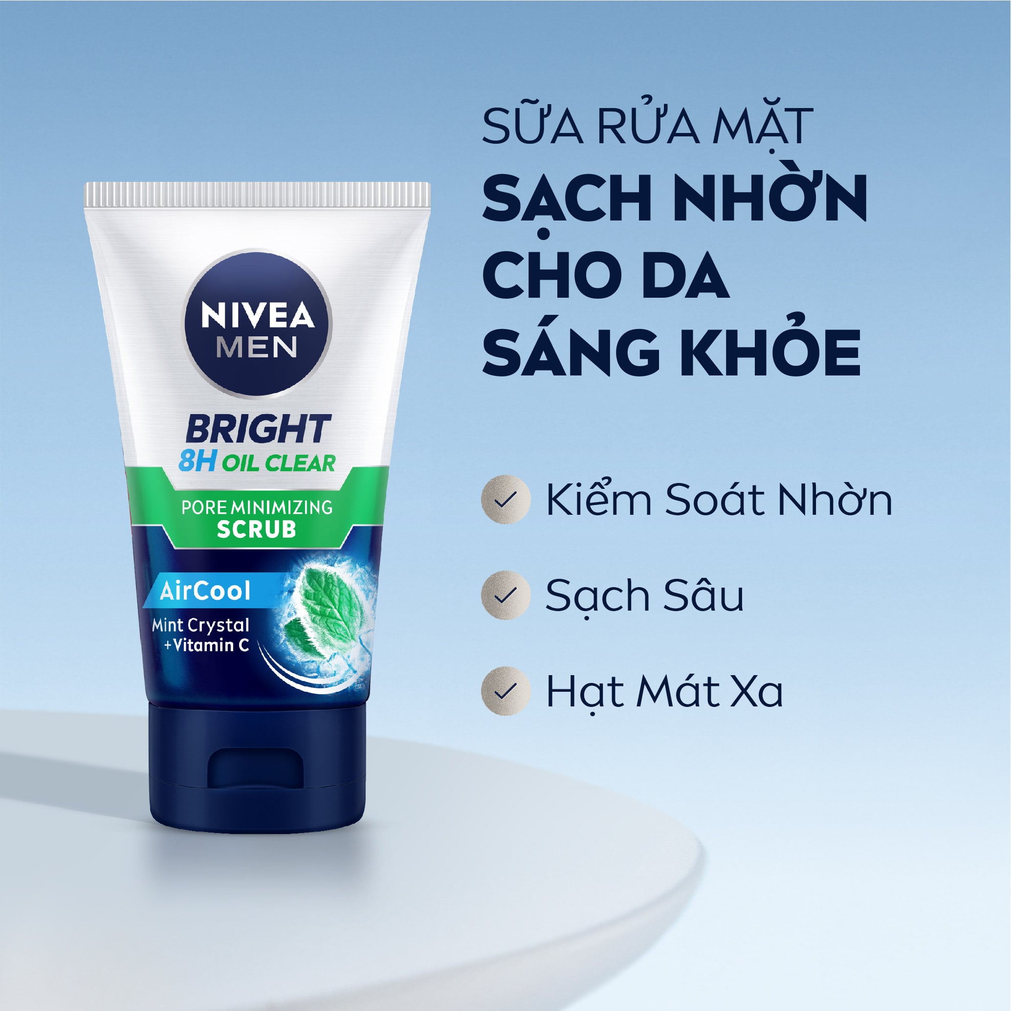 Mô tả Sữa Rửa Mặt NIVEA MEN Bright Oil Clear Scrub Kiểm Soát Nhờn | Chứa Hạt Mát-xa (100 g) - 88880 - 1
