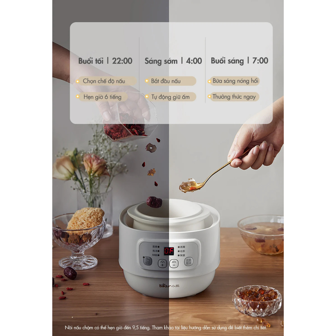 Mô tả Nồi Nấu Chậm Đa Năng 0.8L Bear DDZ-A08T8 (SC-4H08K) | Kèm xửng hấp - Nồi ăn dặm cho bé | Bảo Hành 18 Tháng - 4