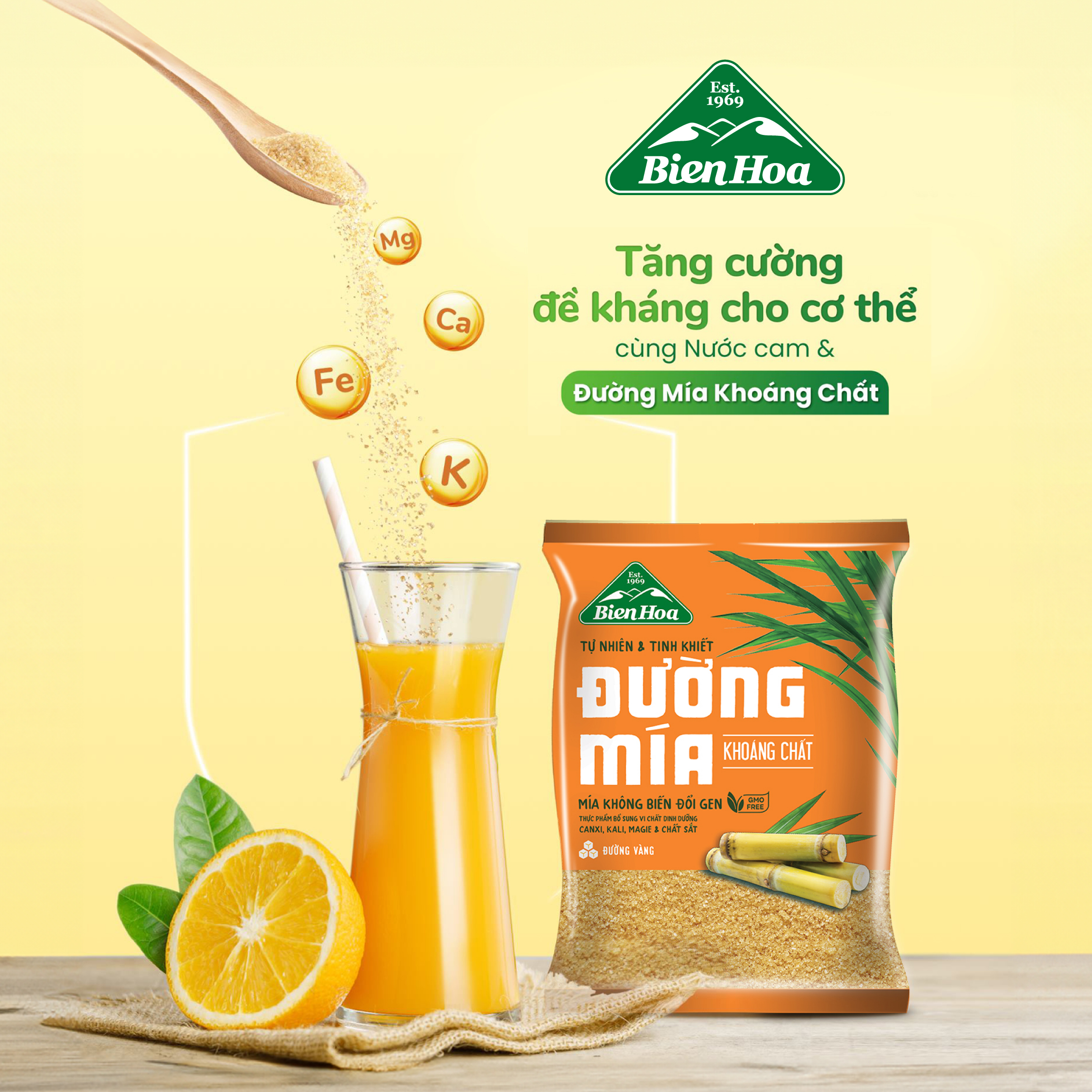 Mô tả Combo 3 Túi Đường mía khoáng chất Biên Hòa 1kg/túi - 2