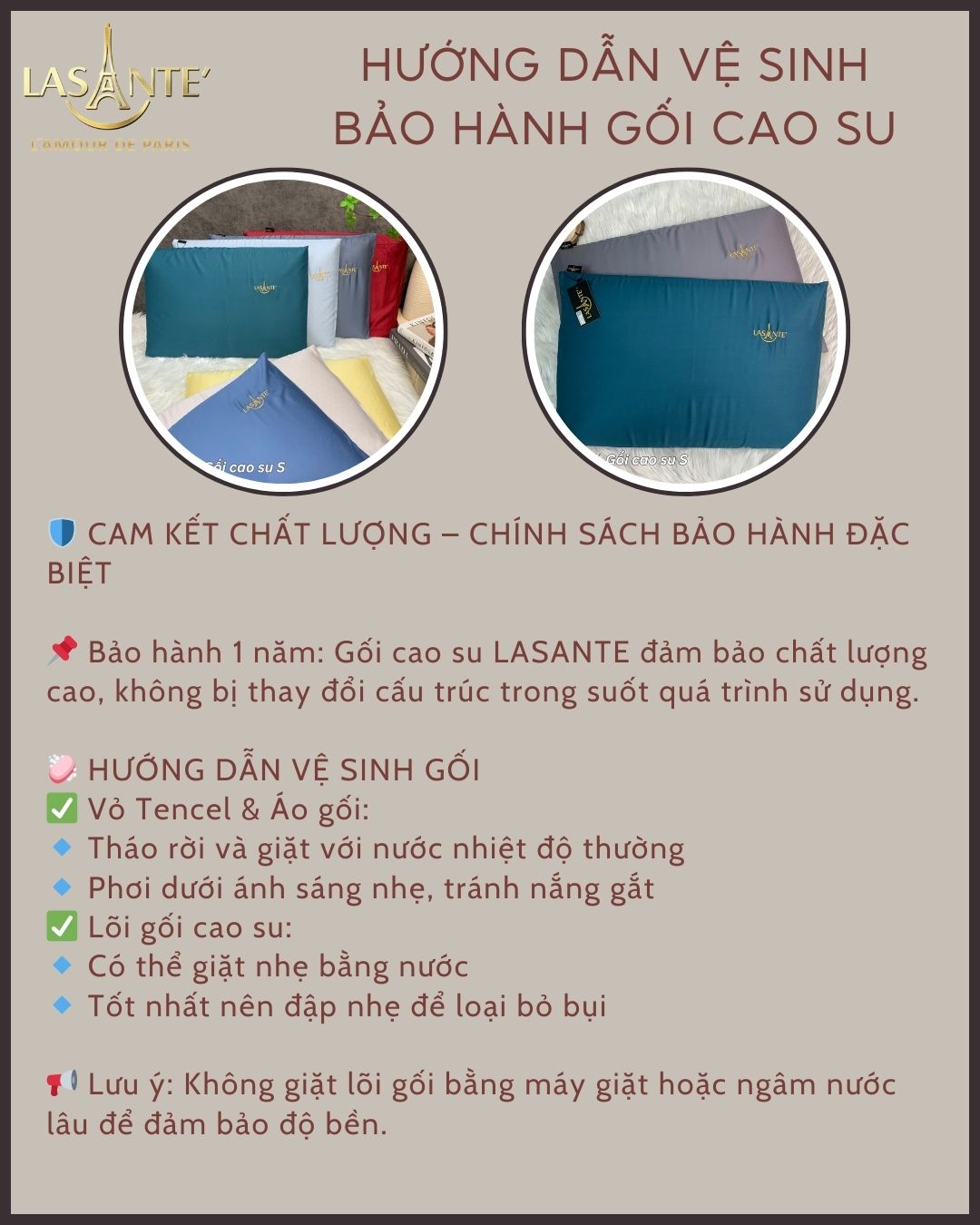 Mô tả Gối Cao Su Thấp 4 Cm Siêu Mỏng Form Phẳng Truyền Thống Lasante Cho Người Nằm Gối Thấp - 8
