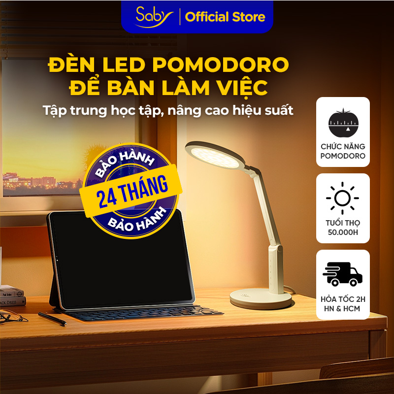 Mô tả Đèn học đọc sách làm việc chống cận Saby Hiveb, 3 chế độ sáng tắt bật cảm ứng Combo kèm Ổ điện đa năng CubeZ - 1