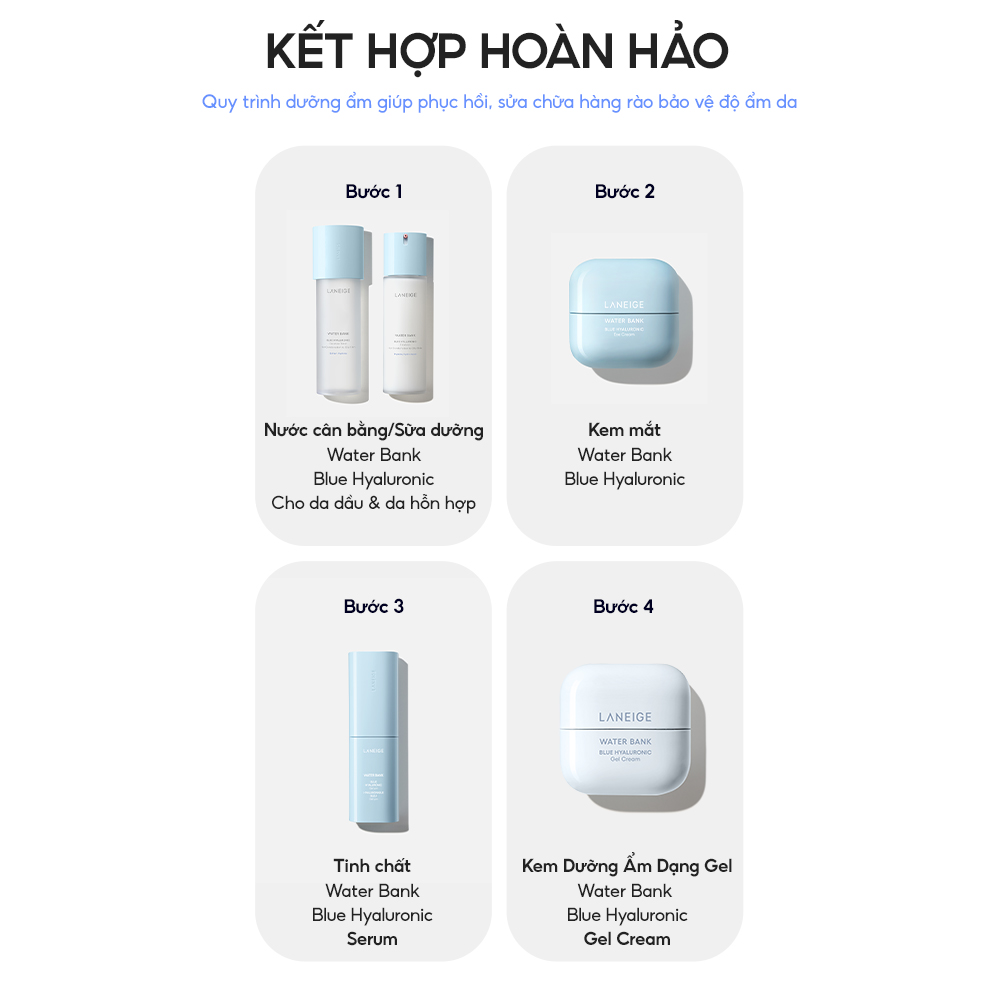 Mô tả Kem Dưỡng Ẩm Phục Hồi & Cân Bằng Dầu Ẩm Laneige Water Bank Blue Hyaluronic Gel Cream 50ml (Da Dầu) - 10