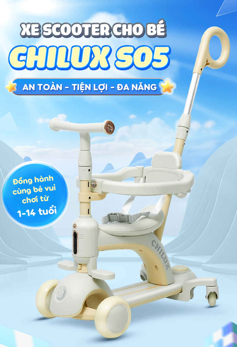 Xe Scooter Chilux S05 chế độ xe đẩy