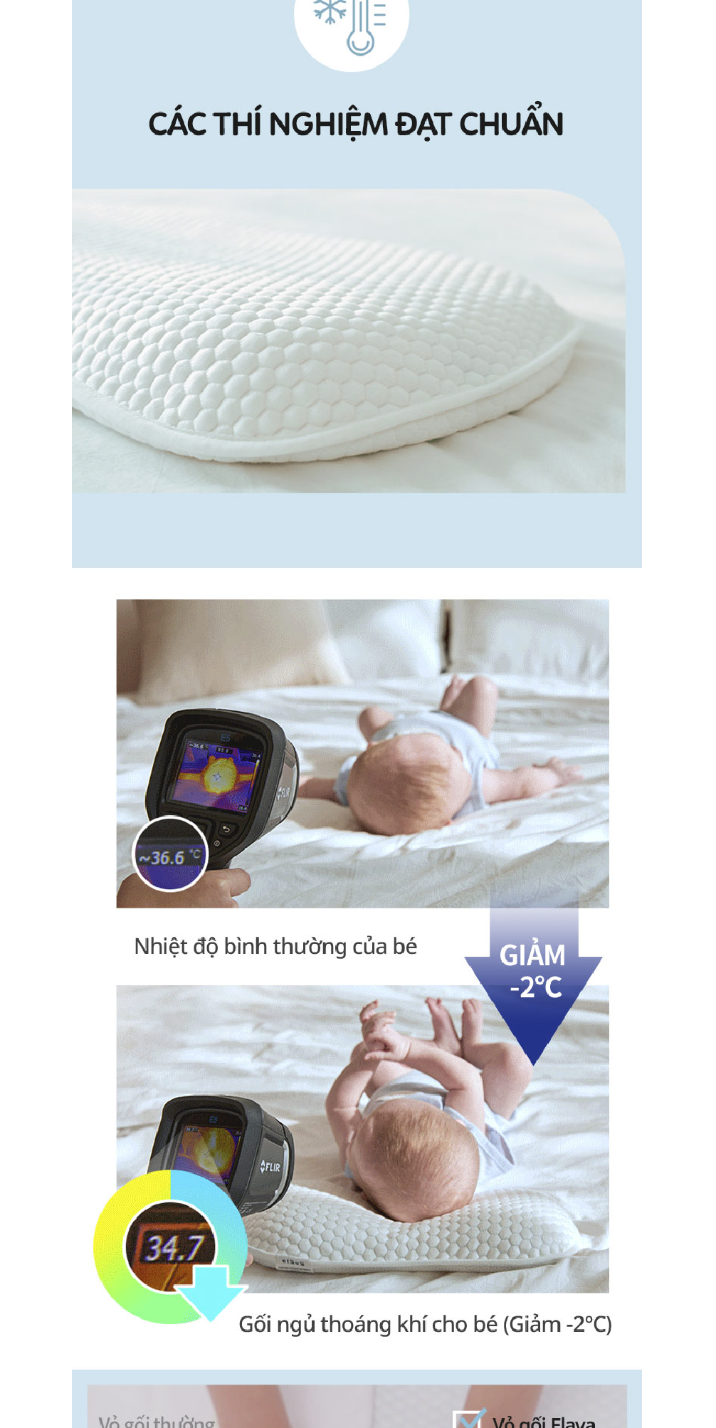 Mô tả Elava Gối ngủ thoáng khí mềm mại, đàn hồi, nâng đỡ đầu và giúp bé ngủ ngon (tặng kèm vỏ gối) - 7