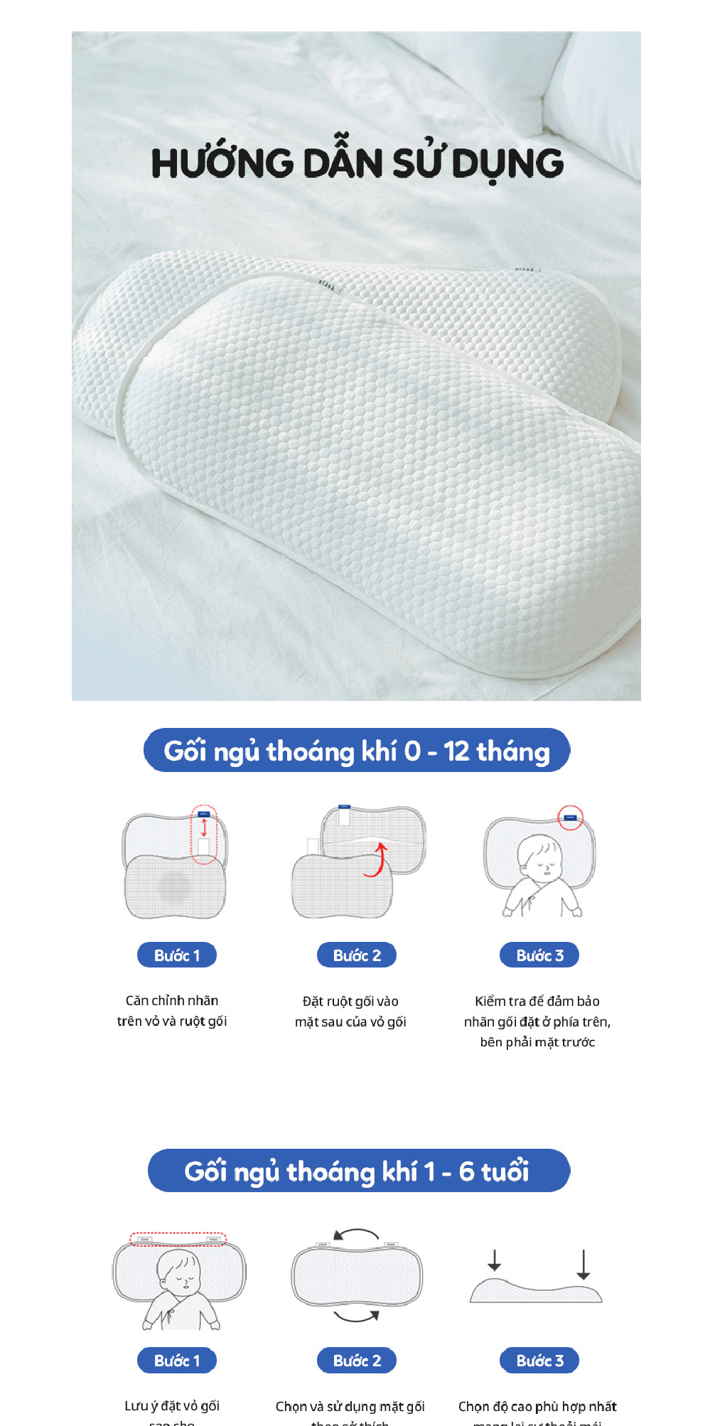 Mô tả Elava Gối ngủ thoáng khí mềm mại, đàn hồi, nâng đỡ đầu và giúp bé ngủ ngon (tặng kèm vỏ gối) - 11