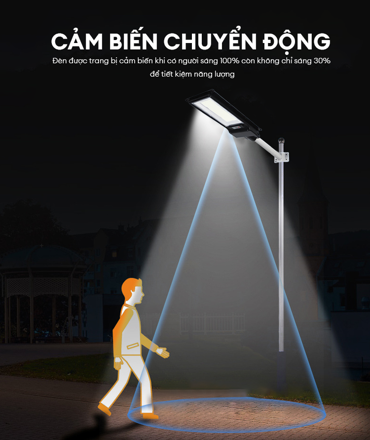 Mô tả Đèn Đường Liền Thể Năng Lượng Mặt Trời TP SOLAR TP-D200 Công Suất 200W Cảm Biến Chuyển Động, Chống Nước IP68 - BH 3 Năm - 2