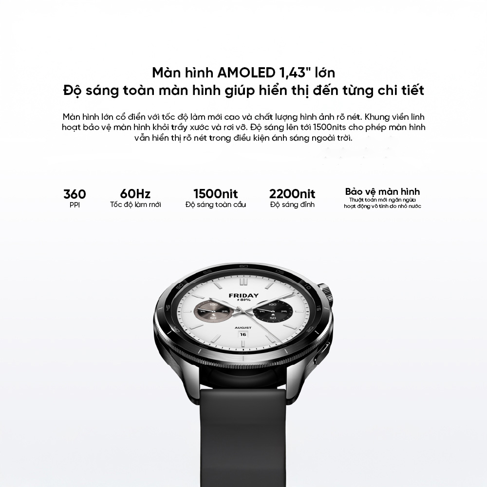 Mô tả Đồng hồ thông minh Xiaomi Watch S4 - Màn hình AMOLED 1.43 inch - Pin 486mAh hoạt động lên đến 15 ngày - 2