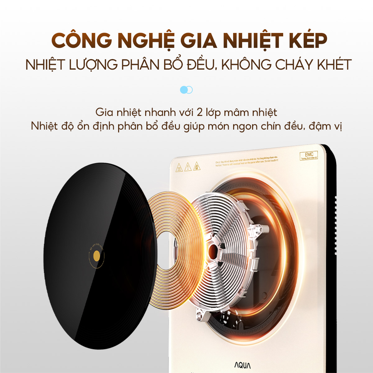Mô tả Bếp từ đơn AQUA ICT2201R 2200W, hẹn giờ 8 tiếng, 22 mức chỉnh nhiệt, màn hình tiếng Việt - 3