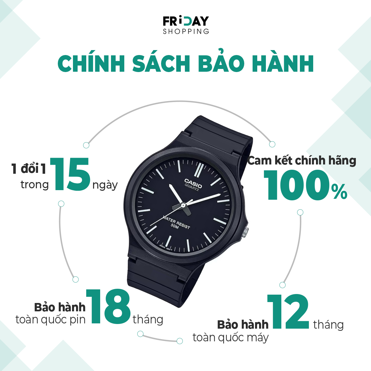 Mô tả Đồng Hồ Casio Nam MW-240-1EVDF Mặt Tròn Dây Cao Su Chính Hãng - 3