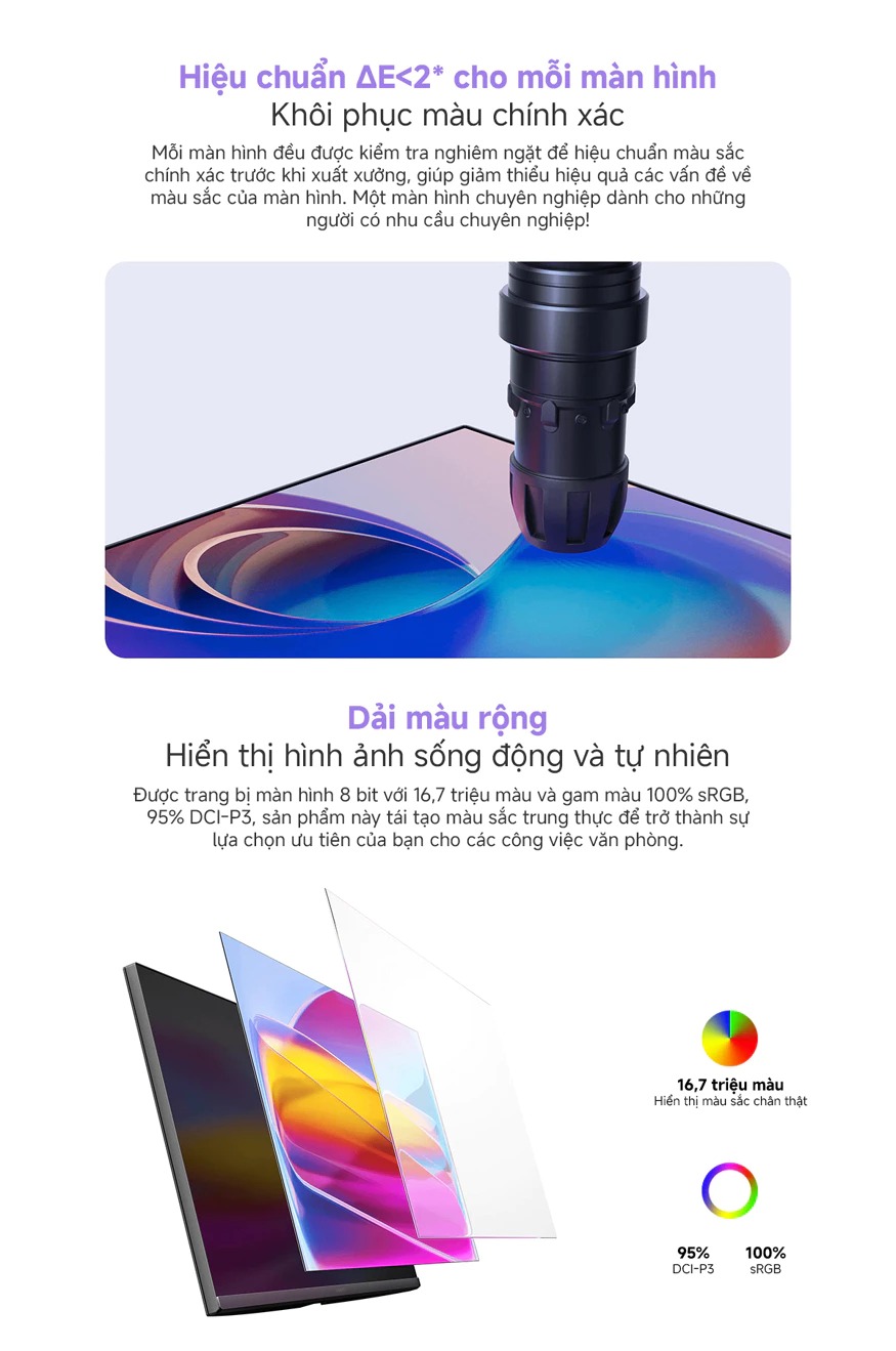 Mô tả Màn Hình Máy Tính PC Xiaomi Monitor 2K A27Qi 27inch - Tấm Nền LCD IPS -Tần Số Quét 100Hz - Thời gian phản hồi chỉ 6ms - 3