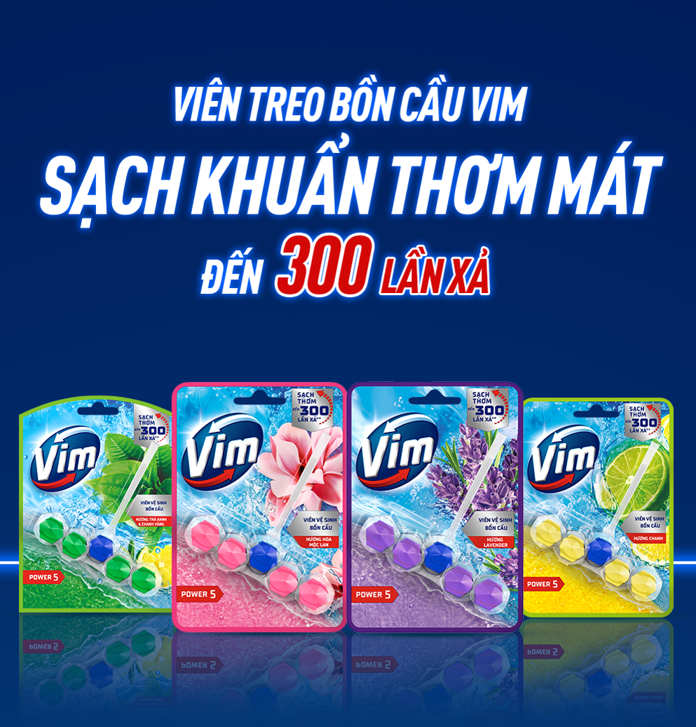 Mô tả Viên Treo Vệ Sinh Bồn Cầu Vim Power 5 | Sạch Thơm Đến 300 Lần Xả (50- 55g/viên) - 1