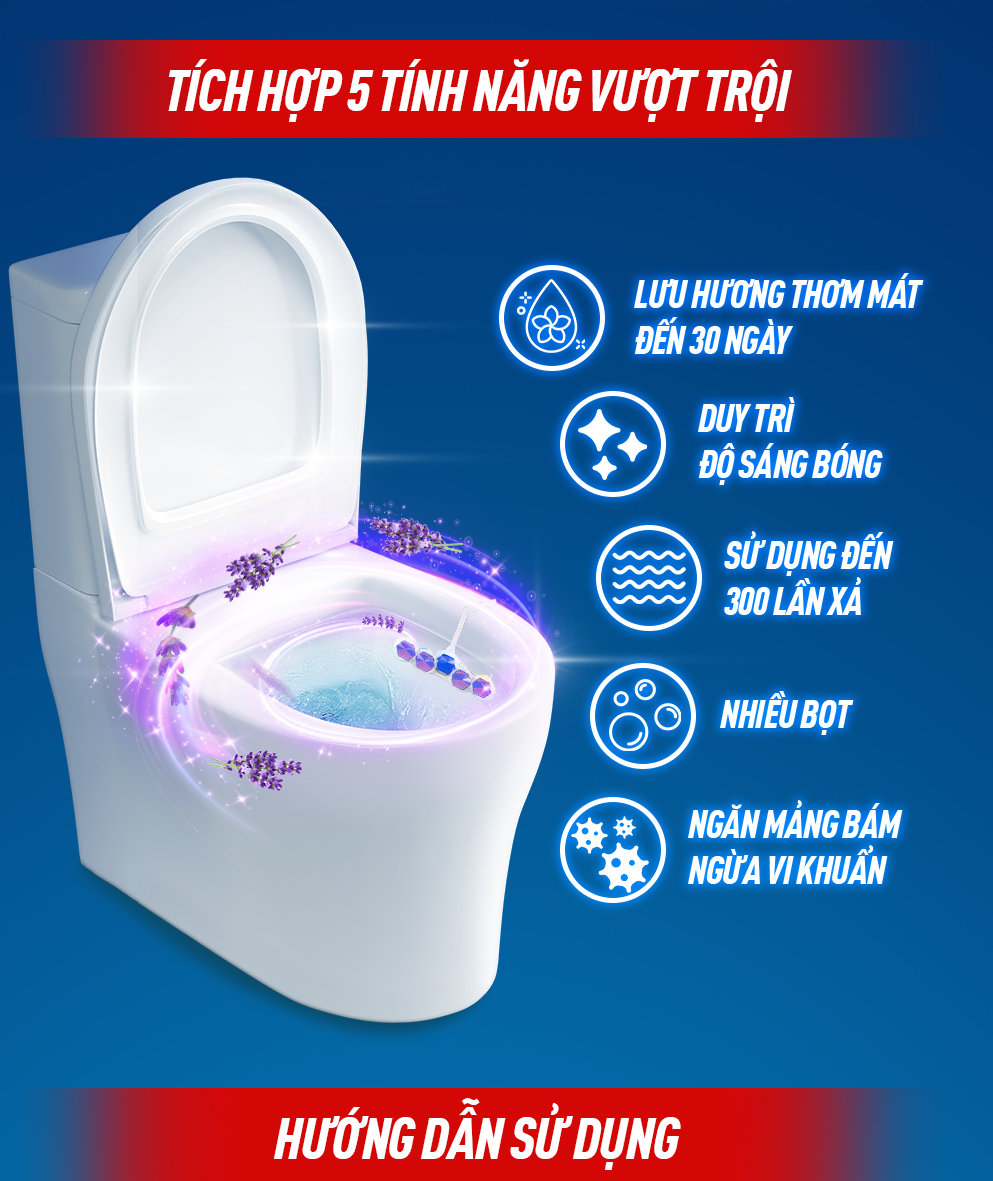 Mô tả Viên Treo Vệ Sinh Bồn Cầu Vim Power 5 | Sạch Thơm Đến 300 Lần Xả (50- 55g/viên) - 2