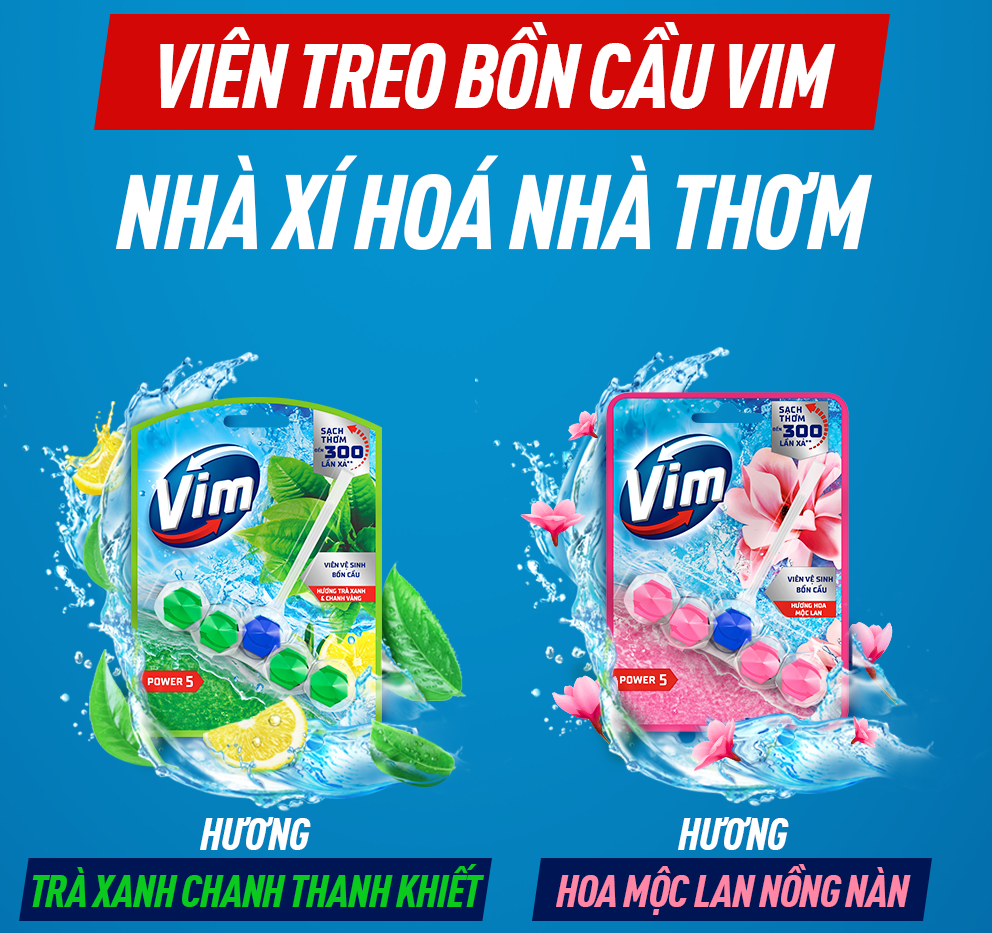 Mô tả Viên Treo Vệ Sinh Bồn Cầu Vim Power 5 | Sạch Thơm Đến 300 Lần Xả (50- 55g/viên) - 4