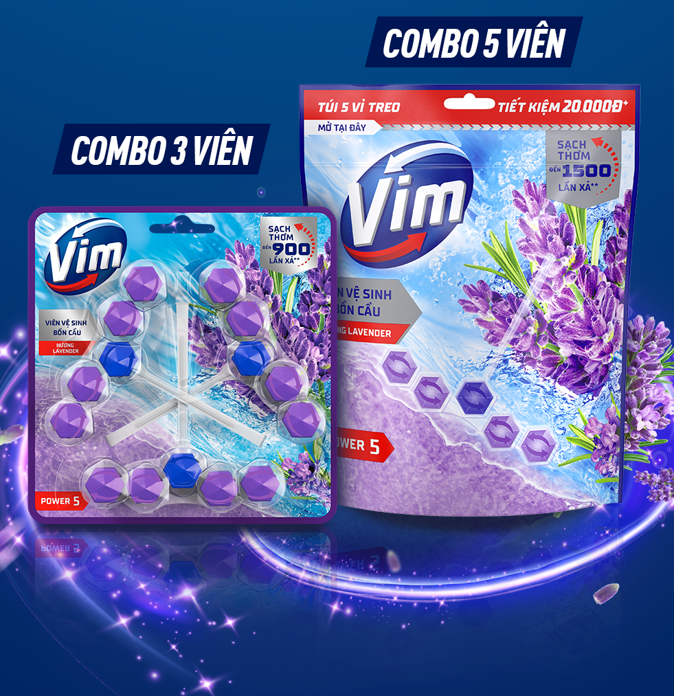 Mô tả Viên Treo Vệ Sinh Bồn Cầu Vim Power 5 | Sạch Thơm Đến 300 Lần Xả (50- 55g/viên) - 6