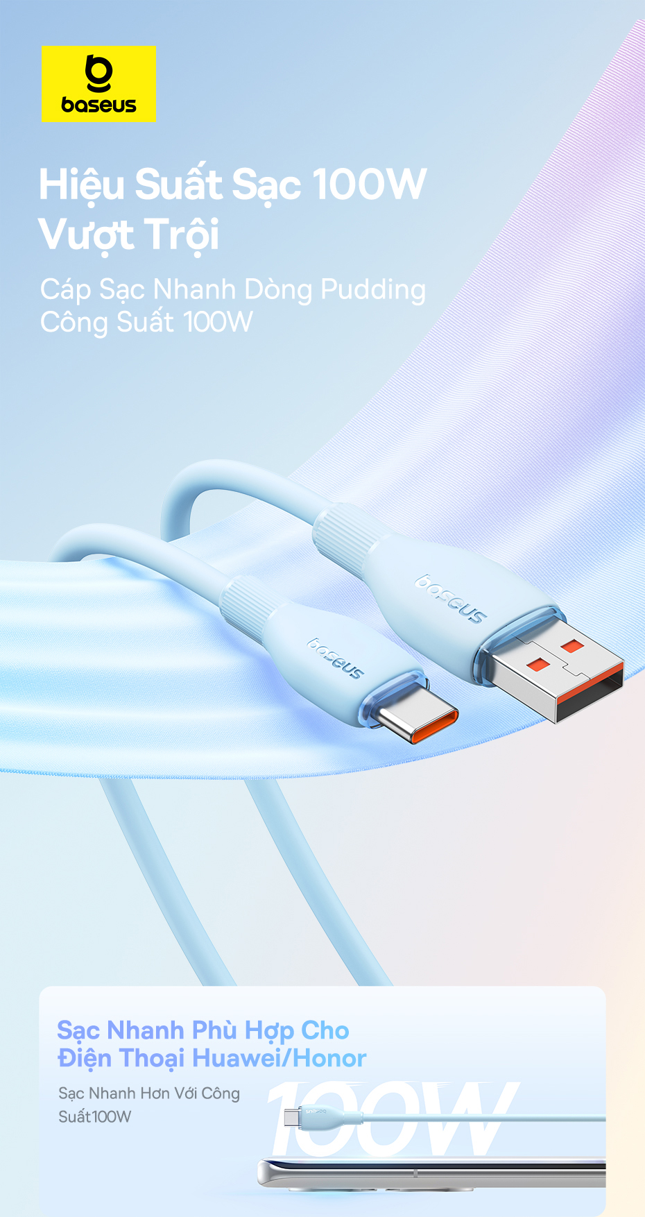Mô tả Dây cáp sạc nhanh BASEUS Pudding Series 2.4A thích hợp - 3