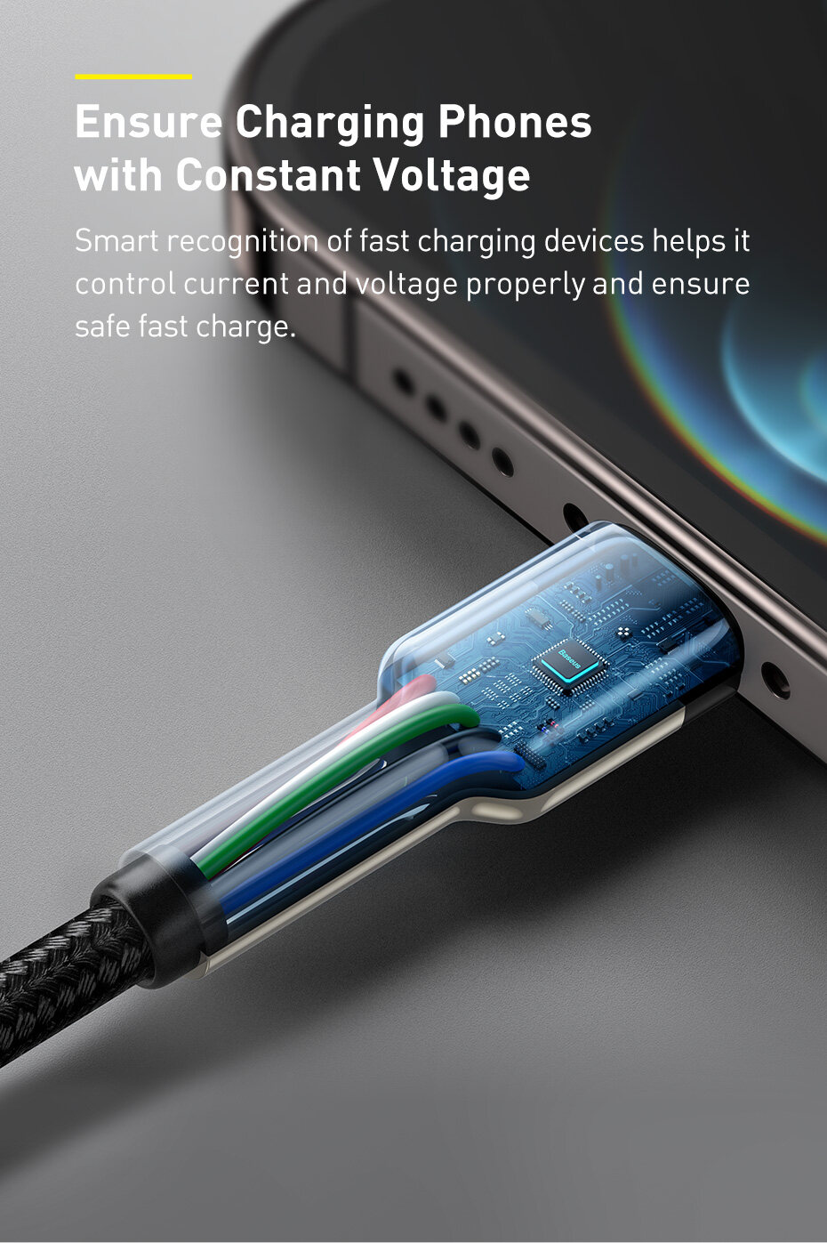 Mô tả Dây cáp sạc nhanh 20W Baseus từ đầu type C sang đầu phone 20W dây bện cực bền· - 3
