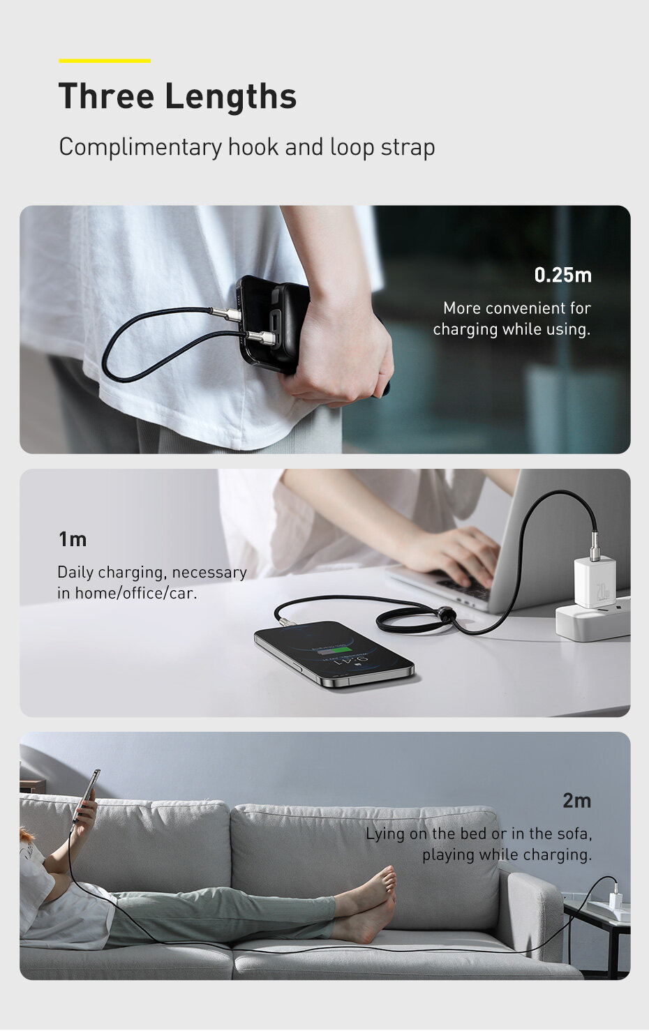 Mô tả Dây cáp sạc nhanh 20W Baseus từ đầu type C sang đầu phone 20W dây bện cực bền· - 7