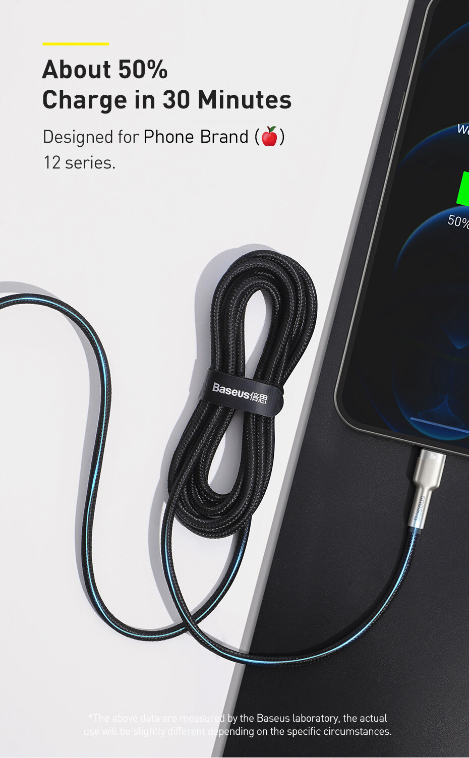 Mô tả Dây cáp sạc nhanh 20W Baseus từ đầu type C sang đầu phone 20W dây bện cực bền· - 10