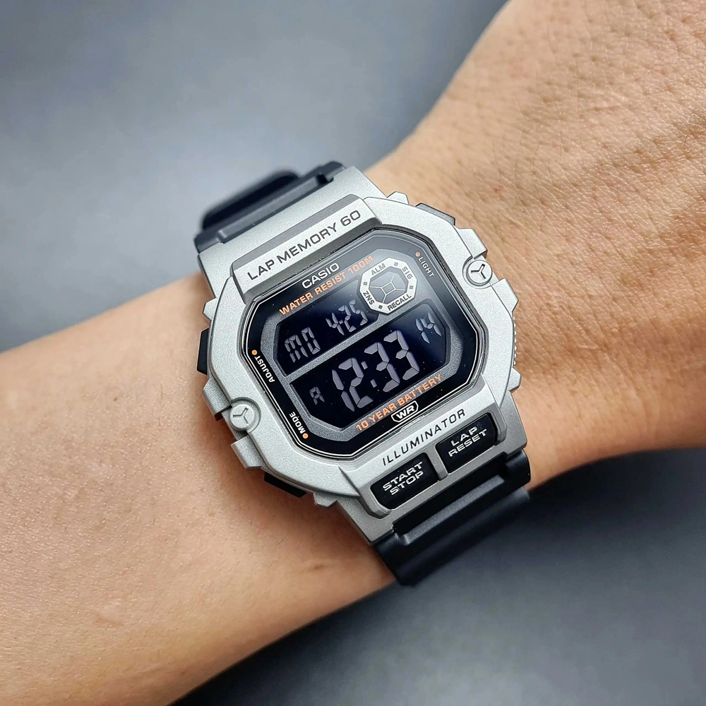 Mô tả Đồng Hồ Casio Nam Điện Tử WS-1400H-1BVDF Mặt Vuông Dây Cao Su Chính Hãng - 1