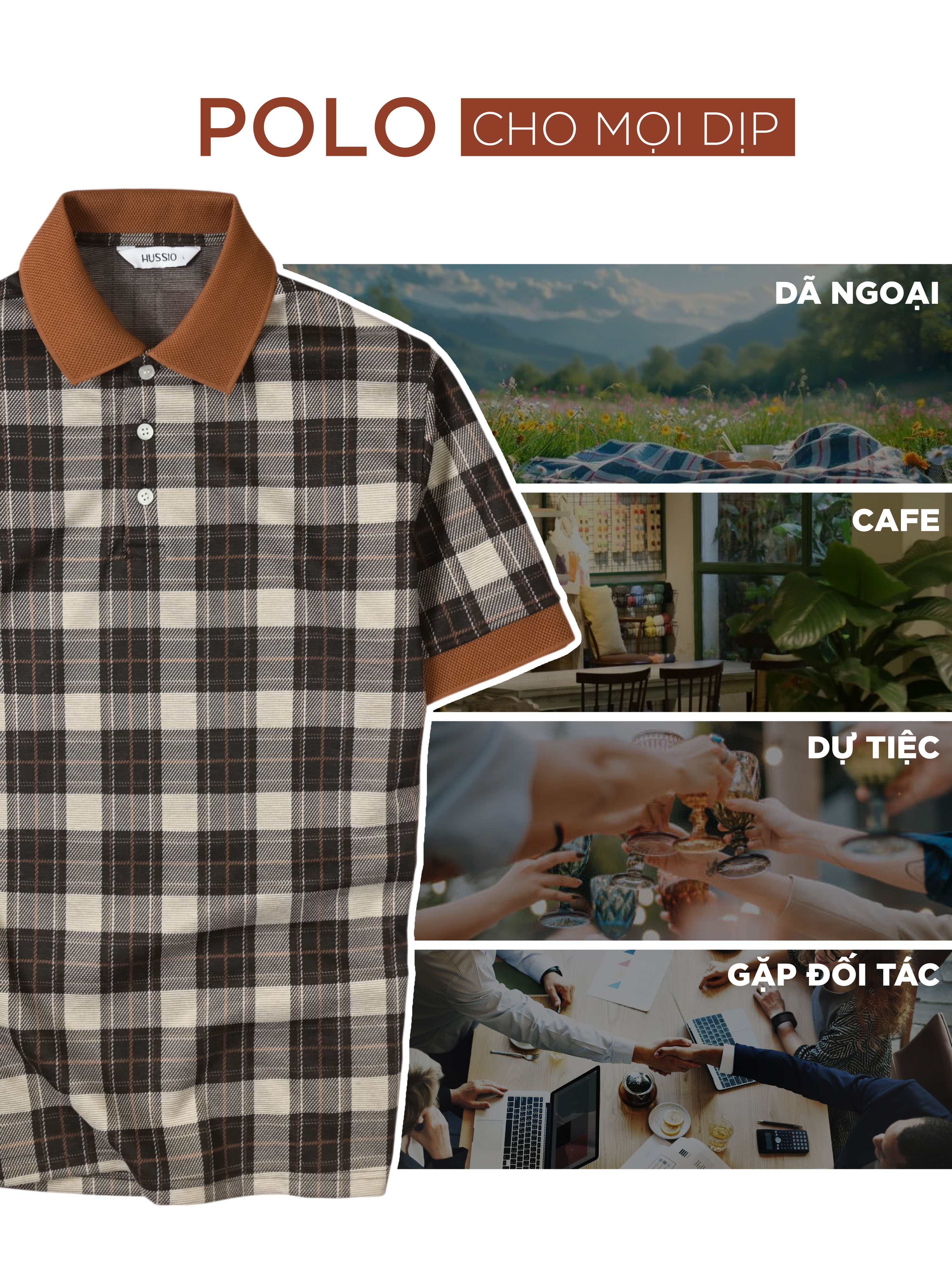 Mô tả Áo polo nam caro SIVO vải cotton sợi dệt kim trẻ trung, thanh lịch, sang trọng - HUSSIO - 7