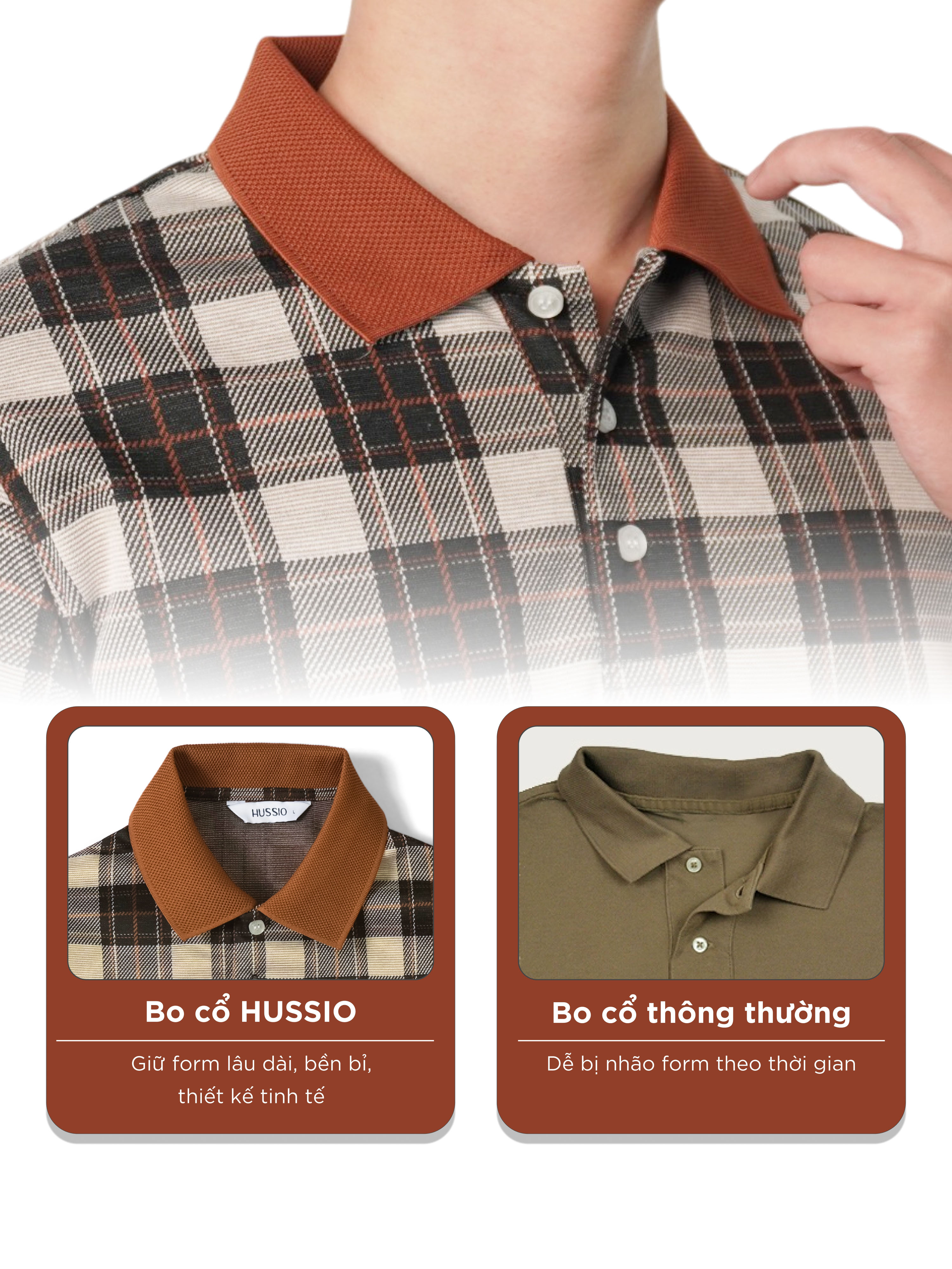 Mô tả Áo polo nam caro SIVO vải cotton sợi dệt kim trẻ trung, thanh lịch, sang trọng - HUSSIO - 4
