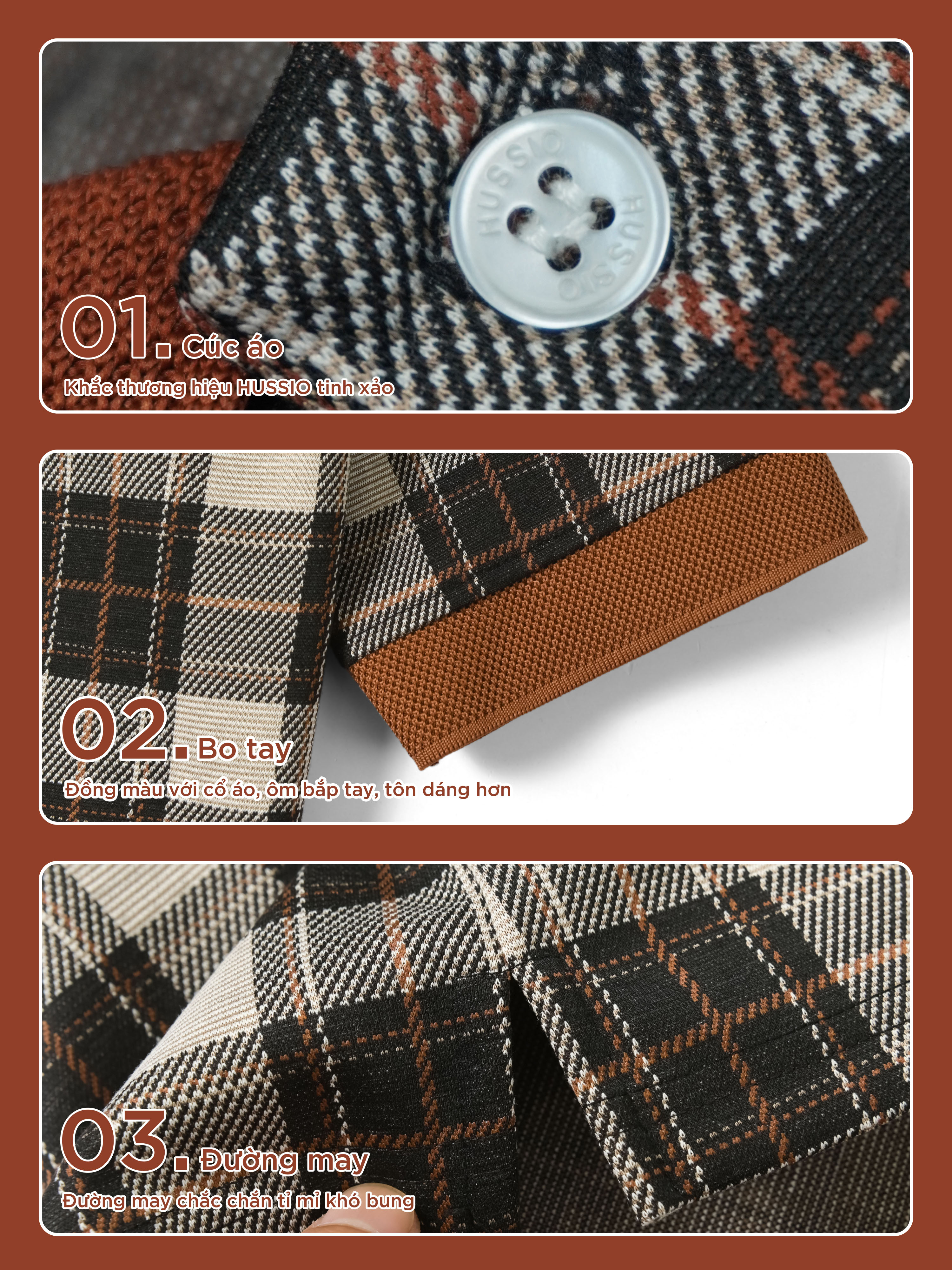 Mô tả Áo polo nam caro SIVO vải cotton sợi dệt kim trẻ trung, thanh lịch, sang trọng - HUSSIO - 5