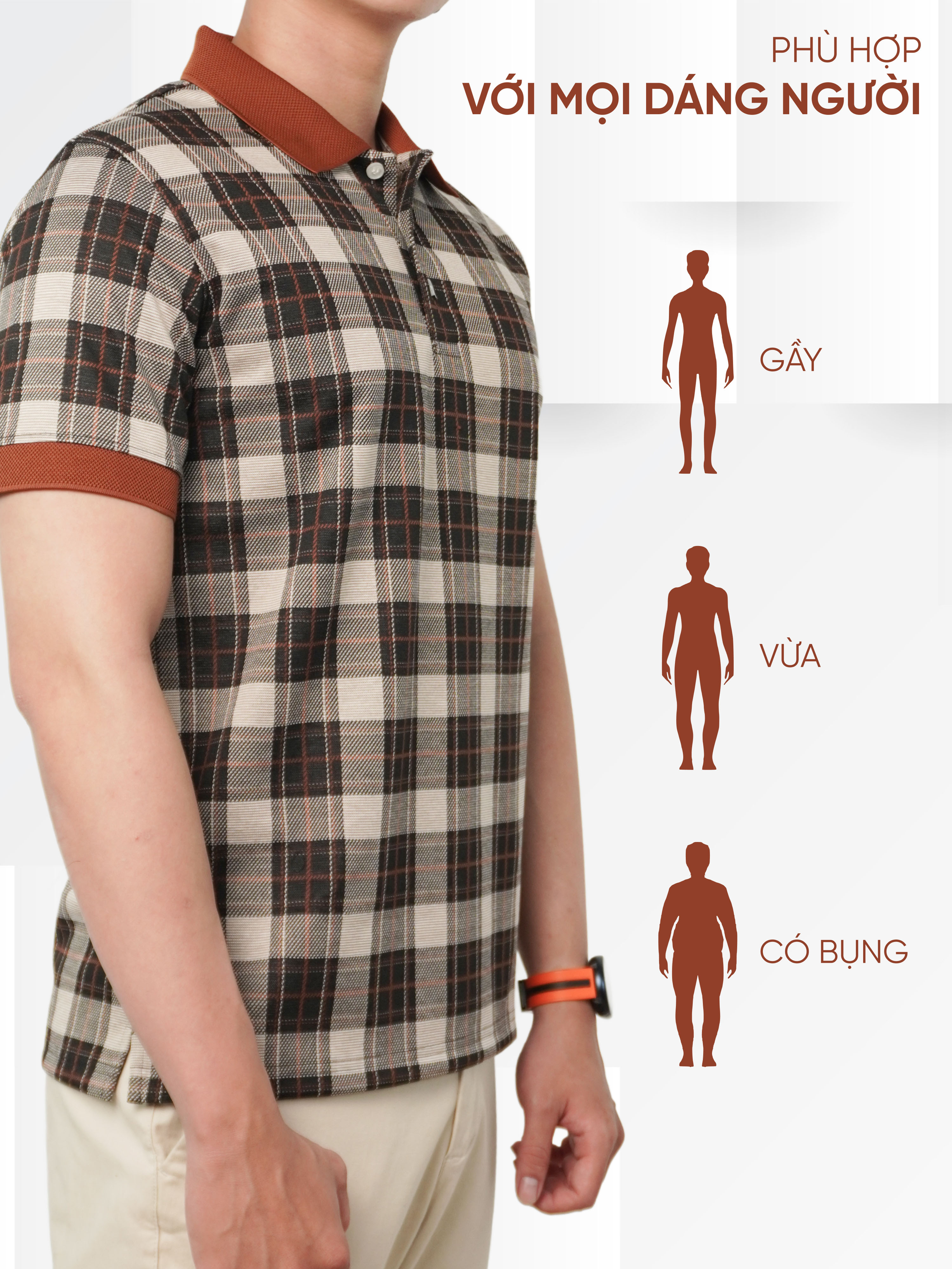 Mô tả Áo polo nam caro SIVO vải cotton sợi dệt kim trẻ trung, thanh lịch, sang trọng - HUSSIO - 2