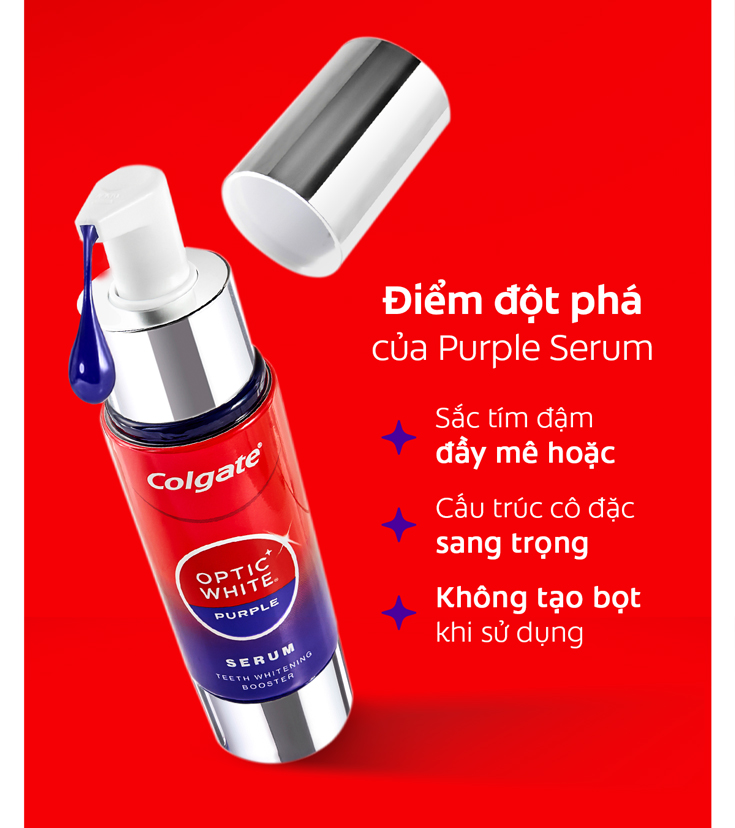 Mô tả Tinh chất trắng răng tăng cường Colgate Optic White Purple Serum-Trung hòa sắc vàng, rạng rỡ tức thì 40ML - 3