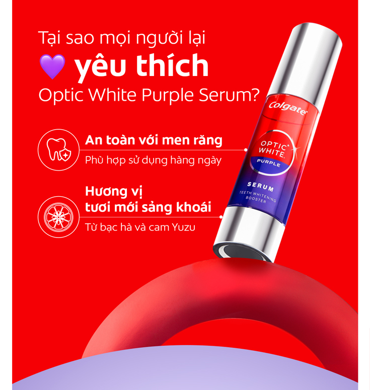 Mô tả Tinh chất trắng răng tăng cường Colgate Optic White Purple Serum-Trung hòa sắc vàng, rạng rỡ tức thì 40ML - 4