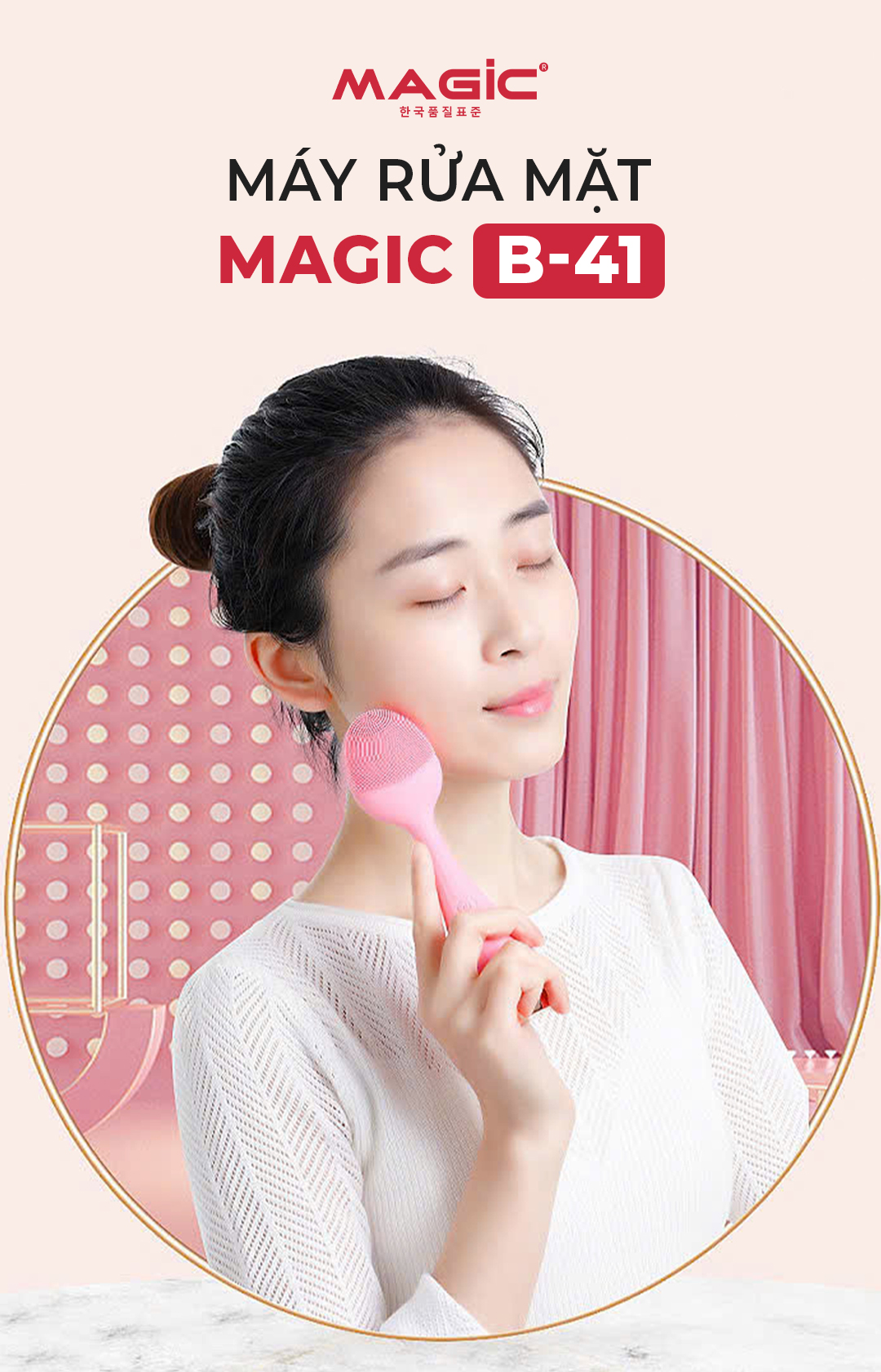 Mô tả Máy Rửa Mặt Magic B-41, 1.2W, 6000 Rung/Phút, Chống Nước IPX5, Bảo Hành 12 Tháng - 1