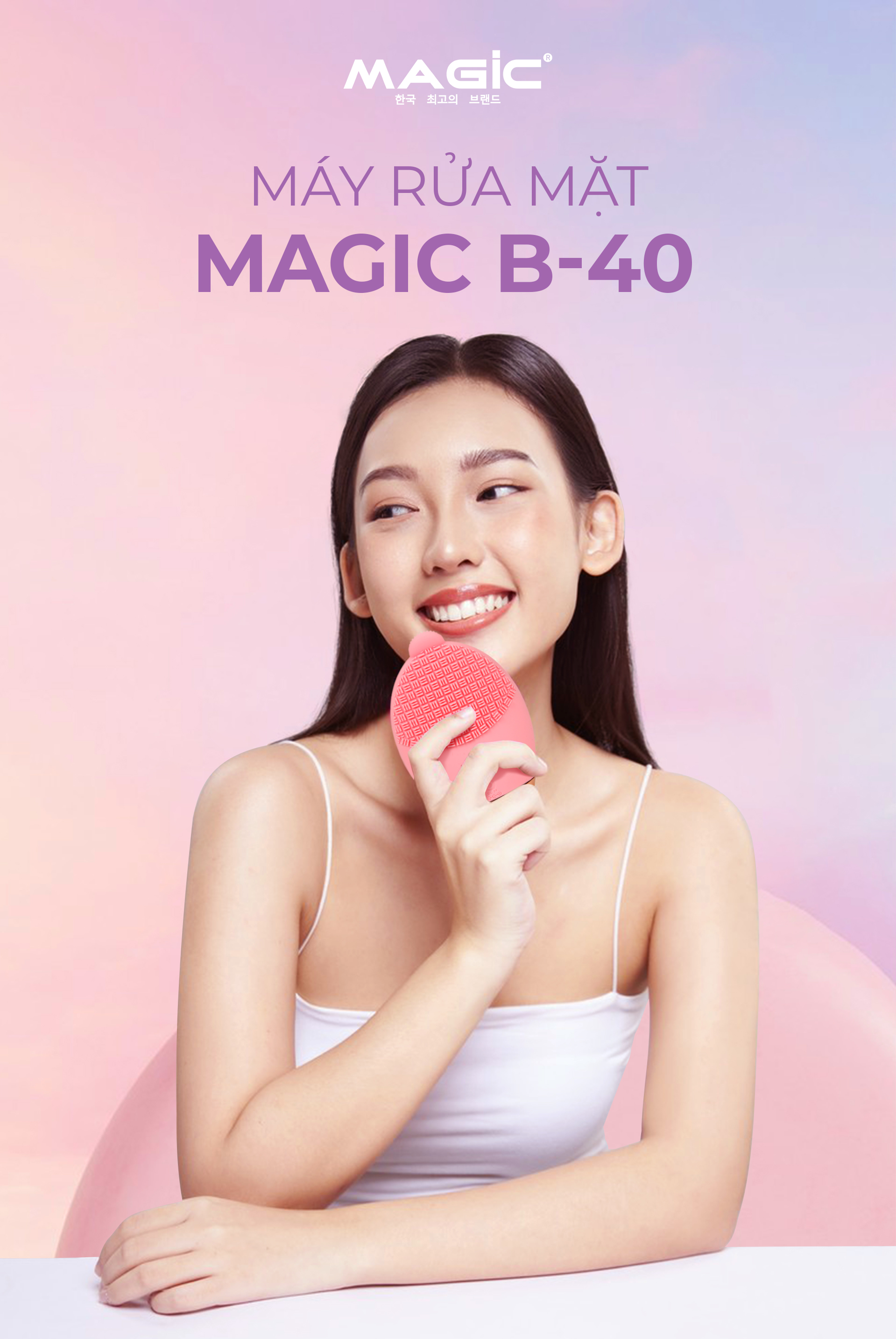 Mô tả Máy rửa mặt Magic B-40, công suất 1.5W, dung lượng pin 300mAh, chống nước IPX5, bảo hành 12 tháng - 1