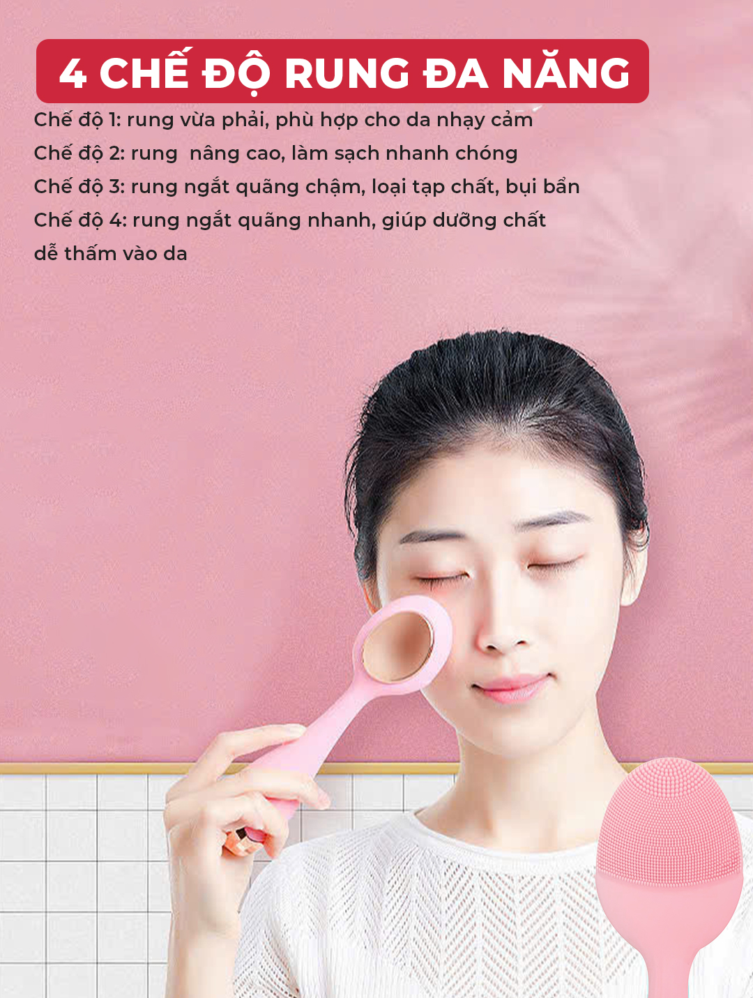 Mô tả Máy Rửa Mặt Magic B-41, 1.2W, 6000 Rung/Phút, Chống Nước IPX5, Bảo Hành 12 Tháng - 4