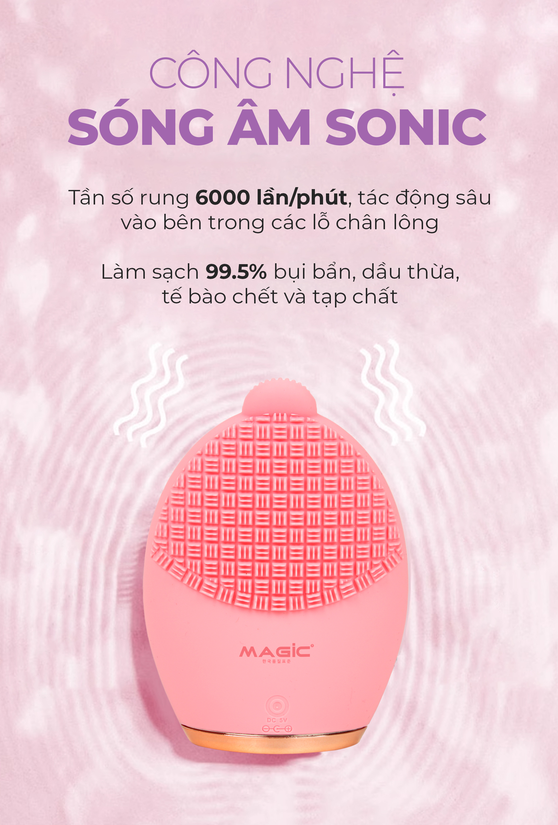 Mô tả Máy rửa mặt Magic B-40, công suất 1.5W, dung lượng pin 300mAh, chống nước IPX5, bảo hành 12 tháng - 2