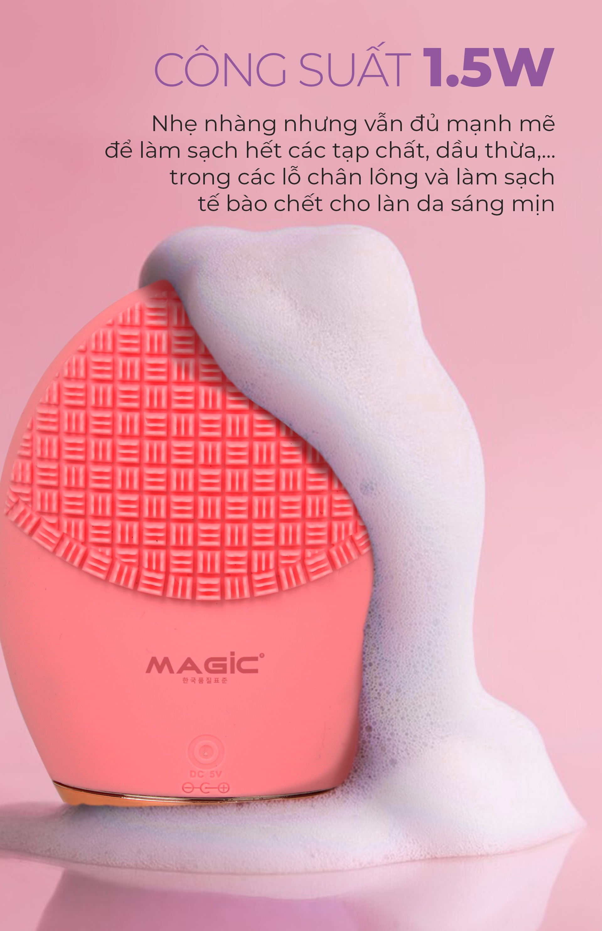 Mô tả Máy rửa mặt Magic B-40, công suất 1.5W, dung lượng pin 300mAh, chống nước IPX5, bảo hành 12 tháng - 3