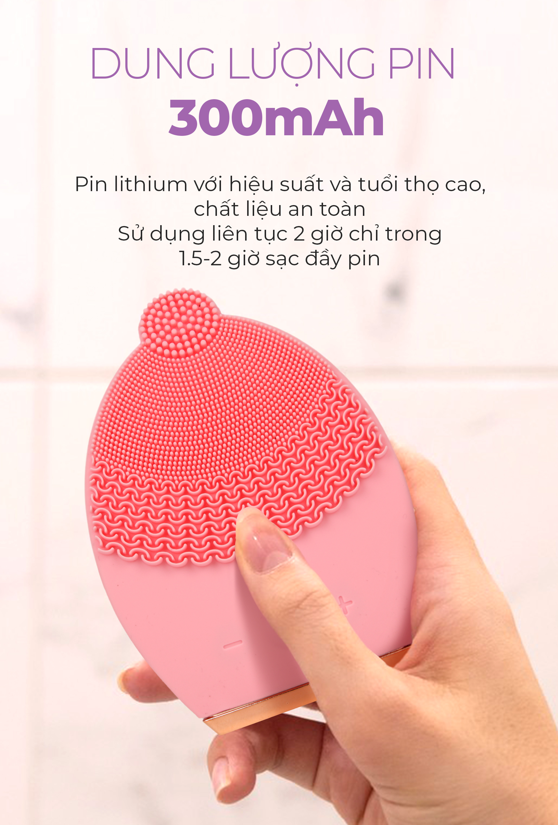 Mô tả Máy rửa mặt Magic B-40, công suất 1.5W, dung lượng pin 300mAh, chống nước IPX5, bảo hành 12 tháng - 4