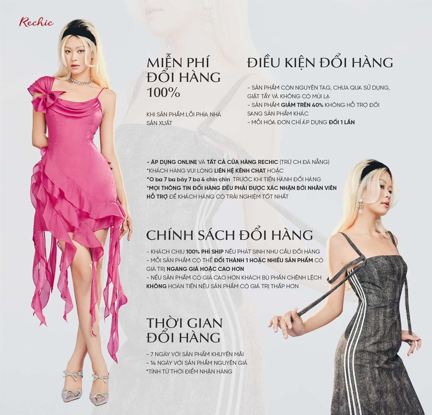 Mô tả RECHIC Đầm ngắn Felity dáng xòe phối cổ V sát nách cá tính năng động - 12