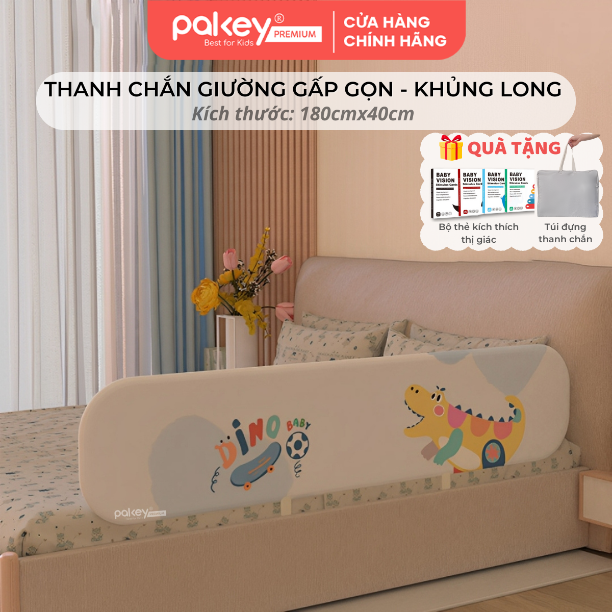 Mô tả Thanh Chắn Giường Gập Gọn PAKEY Họa Tiết Xinh Xắn Đáng Yêu, Thanh Chặn Giường Nhiều Kích Thước Cho Bé - 4