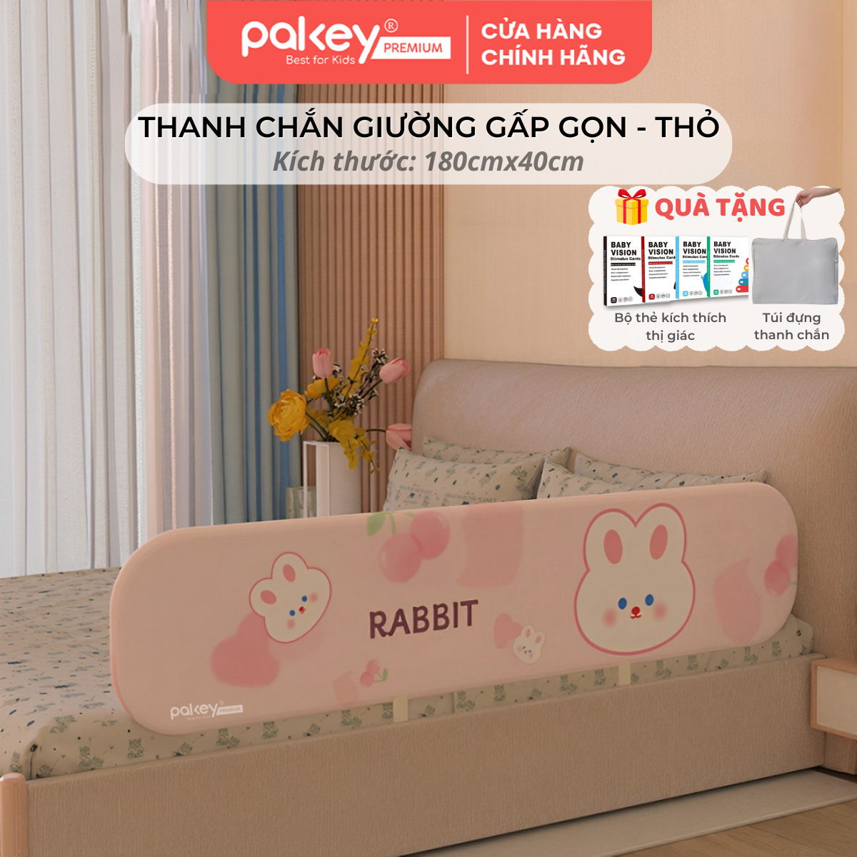 Mô tả Thanh Chắn Giường Gập Gọn PAKEY Họa Tiết Xinh Xắn Đáng Yêu, Thanh Chặn Giường Nhiều Kích Thước Cho Bé - 5