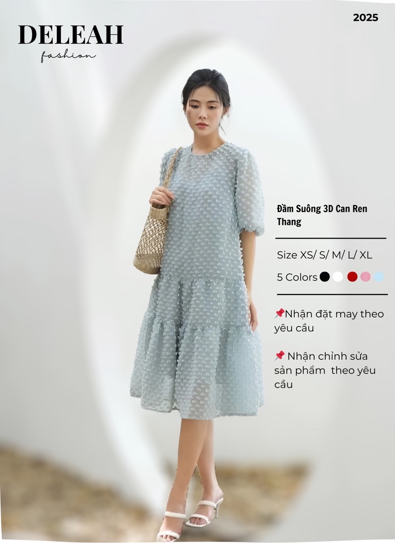 Mô tả De Leah - Đầm Suông 3D Can Ren Thang - Thời Trang Thiết Kế - 1