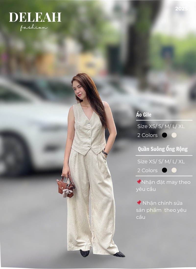 Mô tả De Leah - Áo Gile & Quần Suông Ống Rộng - Thời Trang Thiết Kế - 1