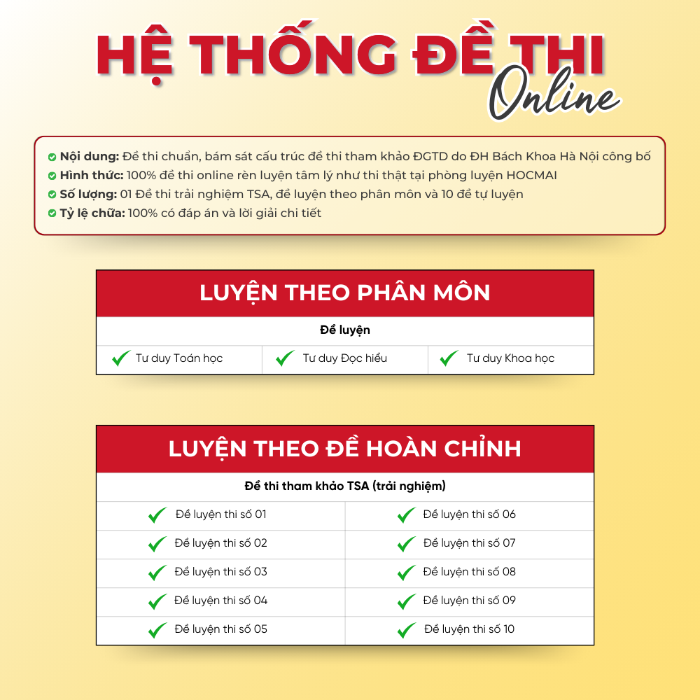 Mô tả Sách Tốc chiến luyện đề Đánh giá tư duy Đại học Bách Khoa Hà Nội - HOCMAI - 6